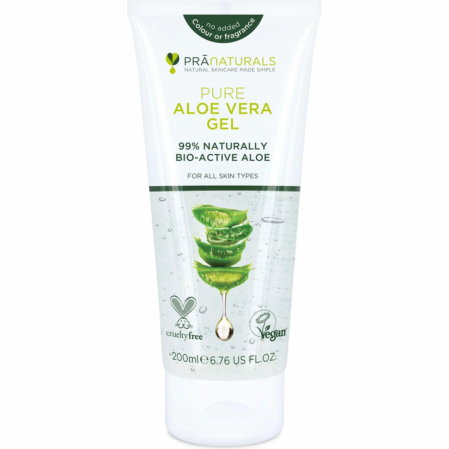 Pranaturals Aloe Vera Gel 200 ml Idratante Lenitivo Pelle Danneggiata