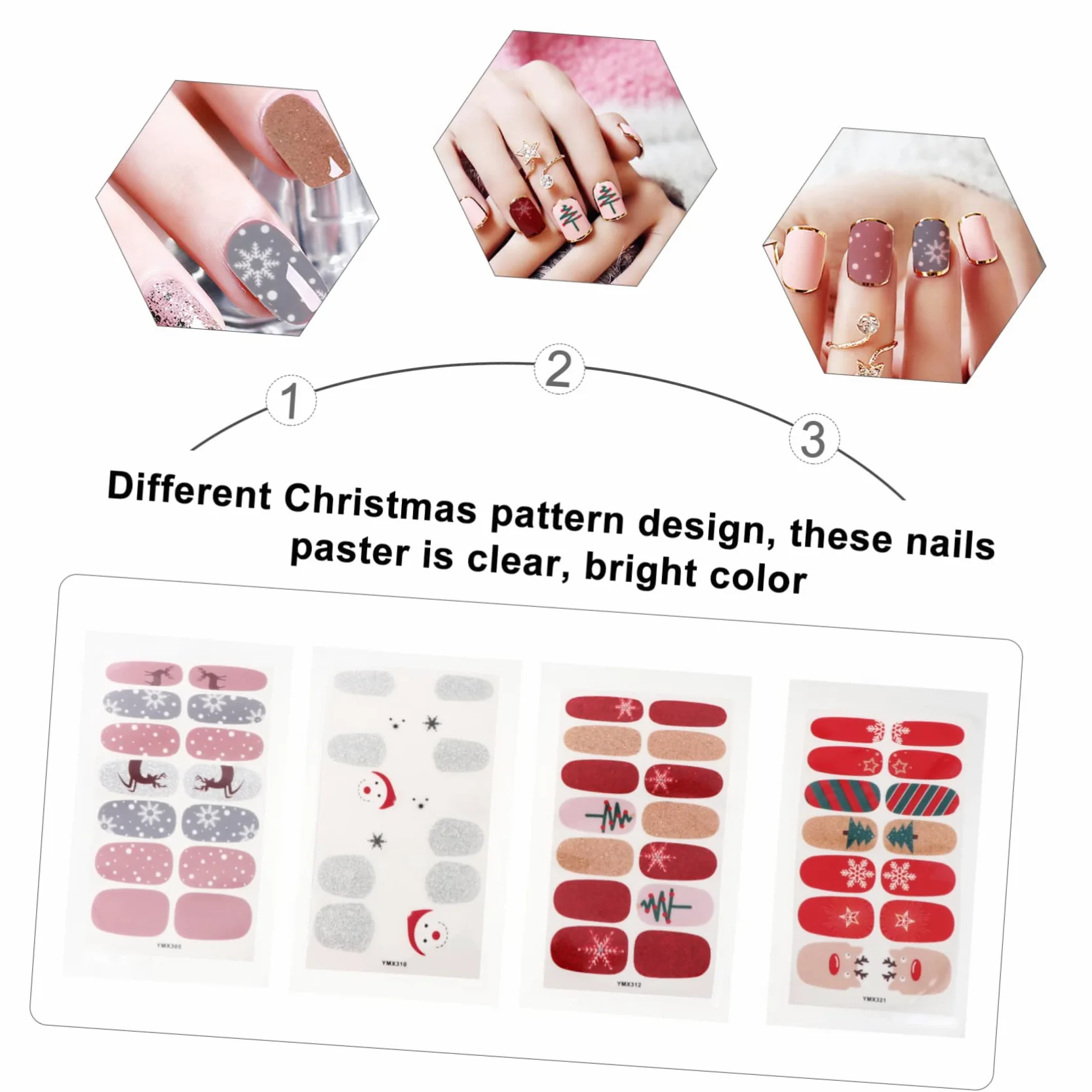 Healeved 24fogli Adesivi Per Unghie Natalizi Di Wraps Decorativi Per Unghie Design Festivo Per Nail Art Perfetti Per Natale e Feste Facili Da Applicare e Rimuovere