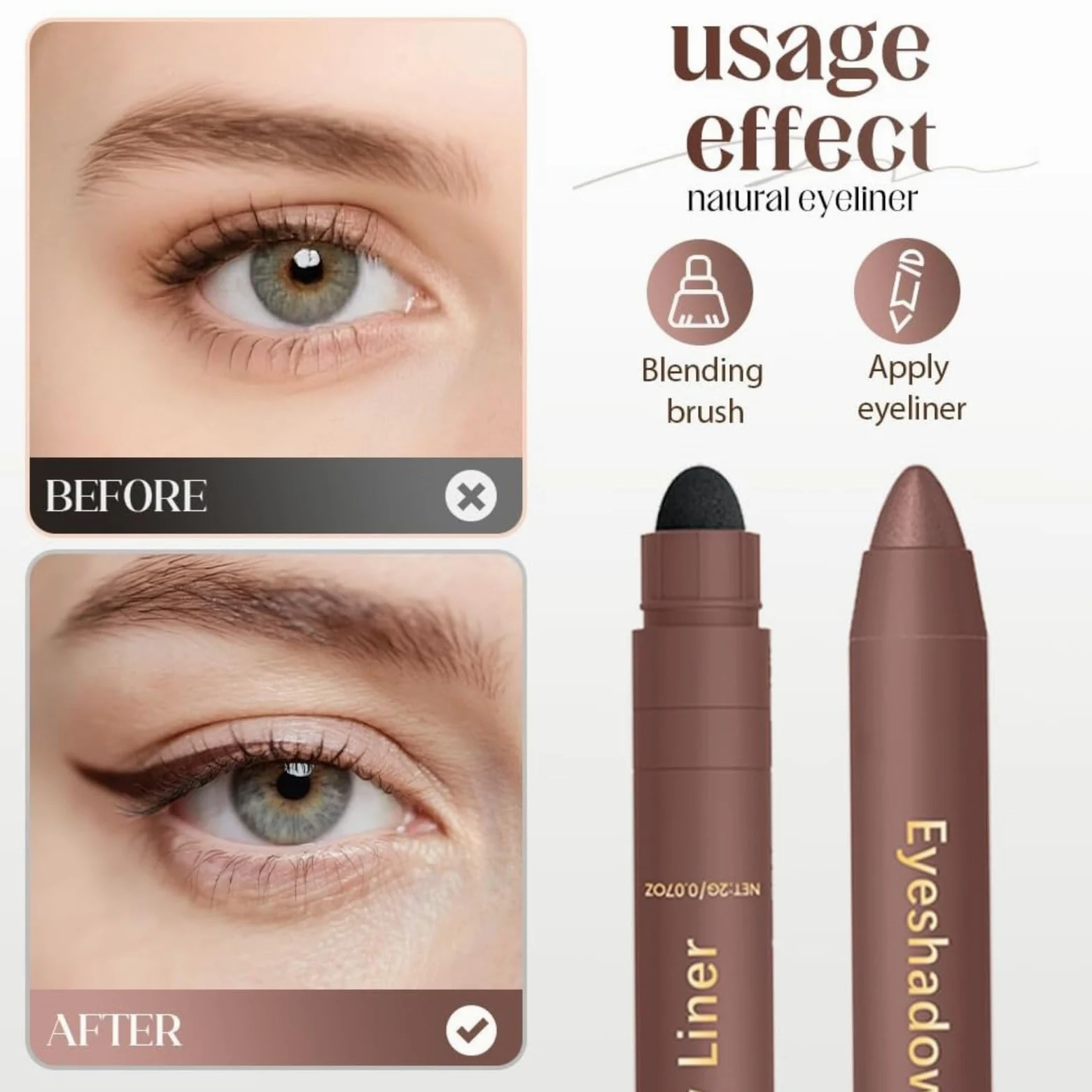 Eyeliner impermeabile 2026 - Eyeliner ad asciugatura rapida, colore nero con spugna Shadow Liner 2 in 1 Eye liner Eyeshadow resistente alle sbavature, colore nero