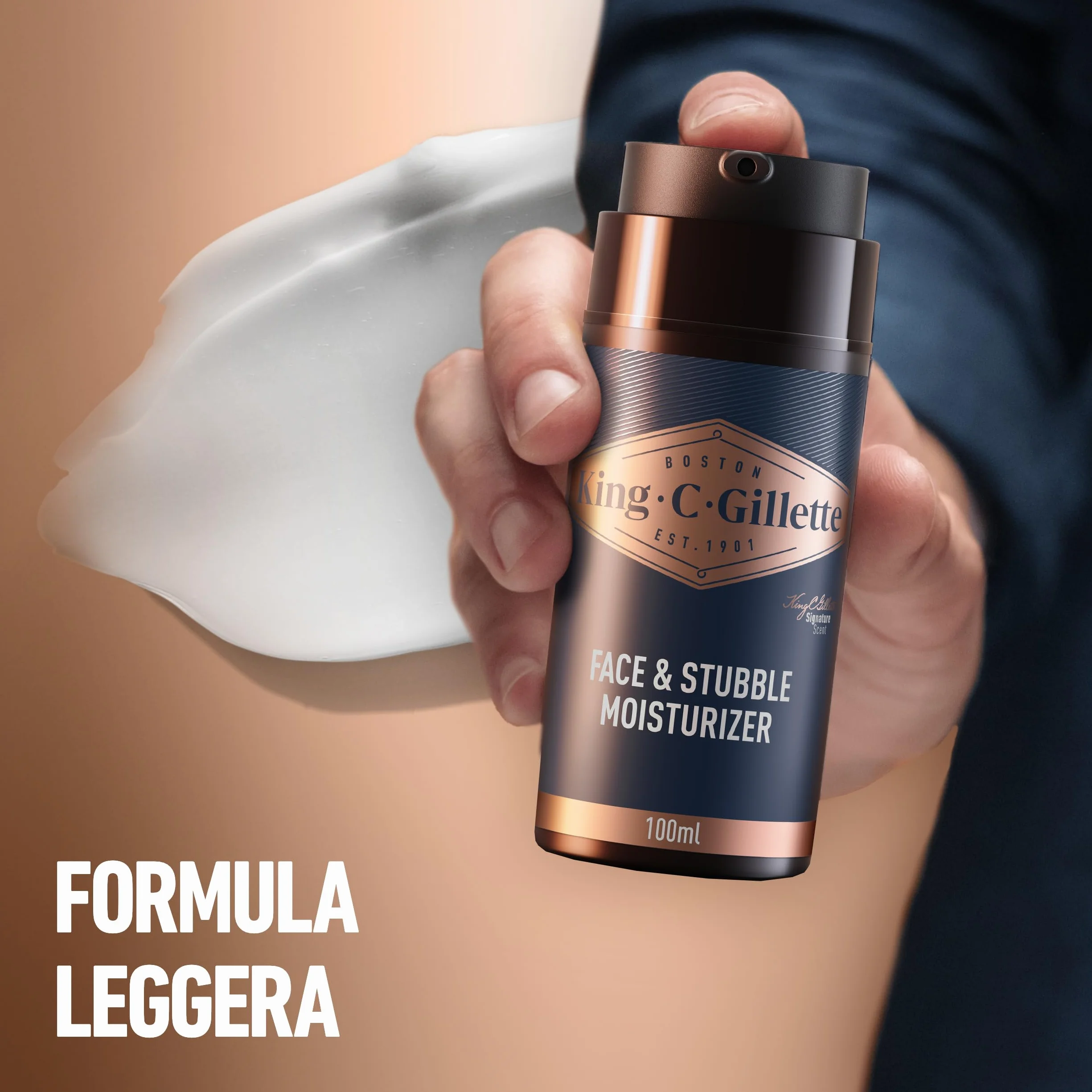 King C. Gillette Crema Idratante Viso e Barba, Ammorbidisce la Pelle, Profumazione King C., Vitamina B, 100ml, per la Cura della Barba, Idea Regalo Uomo