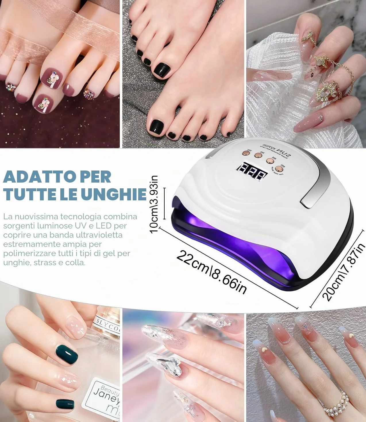 Professionale Lampada UV LED Unghie, 380W 81 sfere di lampada a LEDs, Semipermanente Curare Rapidamente Pedicure Fornetto per Tutti i Smalti, Automatico Sensore per Manicure a Casa e in Salone