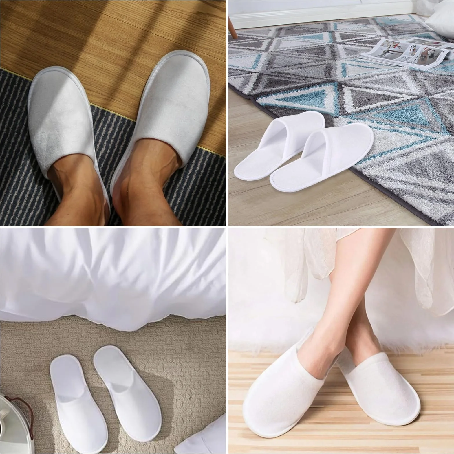 Bavooty Ciabatte Ospiti,Ciabatte da Viaggio,Pantofole Chiuse,Pantofole Ospiti,Monouso,Antiscivolo,Misura Universale,4 Paia