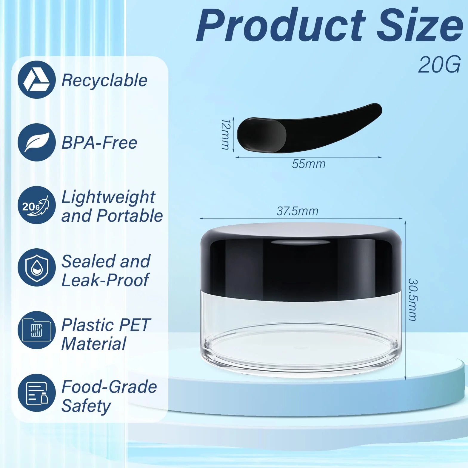 Zikenis 12 Pezzi Contenitori Cosmetici, 20ml Contenitori per Crema con Copertina e 4 Raschietto, Vuoti Trasparenti Vasetti Plastica Cosmetico per Crema, Lozione, Balsamo per Labbra, Cosmetici Homemade