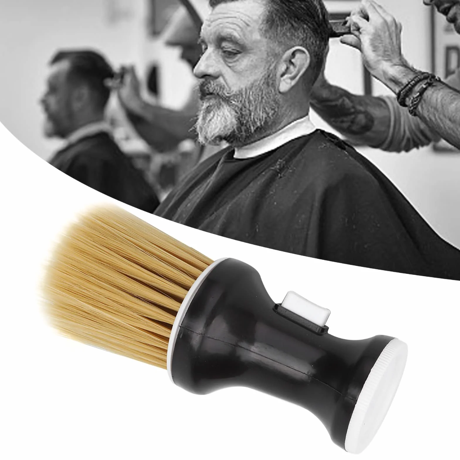 Pennelli per Collo, Spazzolino barbiere spolverino per capelli morbidi Spolverino per collo per parrucchiere Spazzola professionale per la pulizia della polvere soft hair brush(Nero)