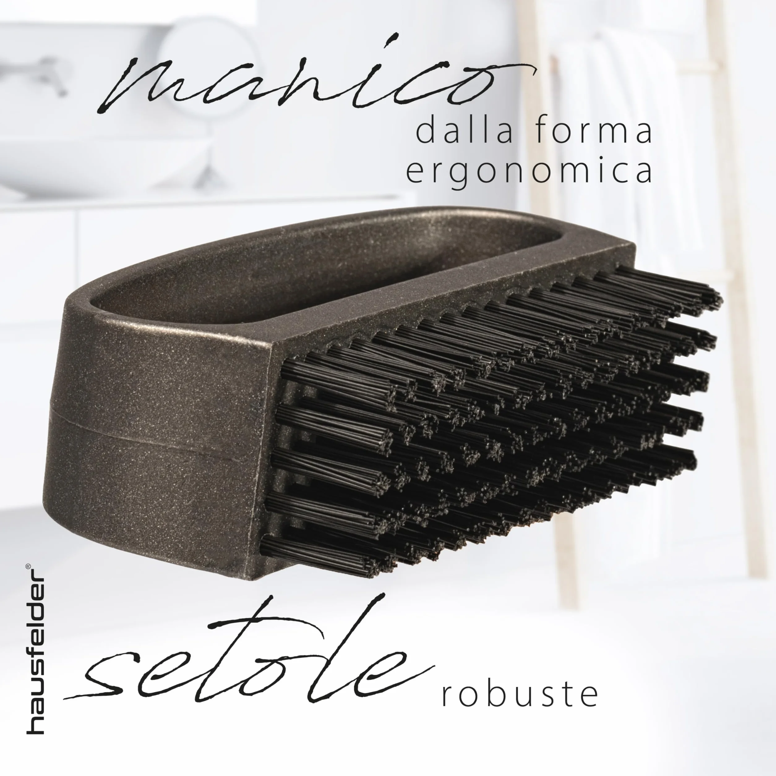 Hausfelder Set 4 spazzole unghie con manico nero antracite
