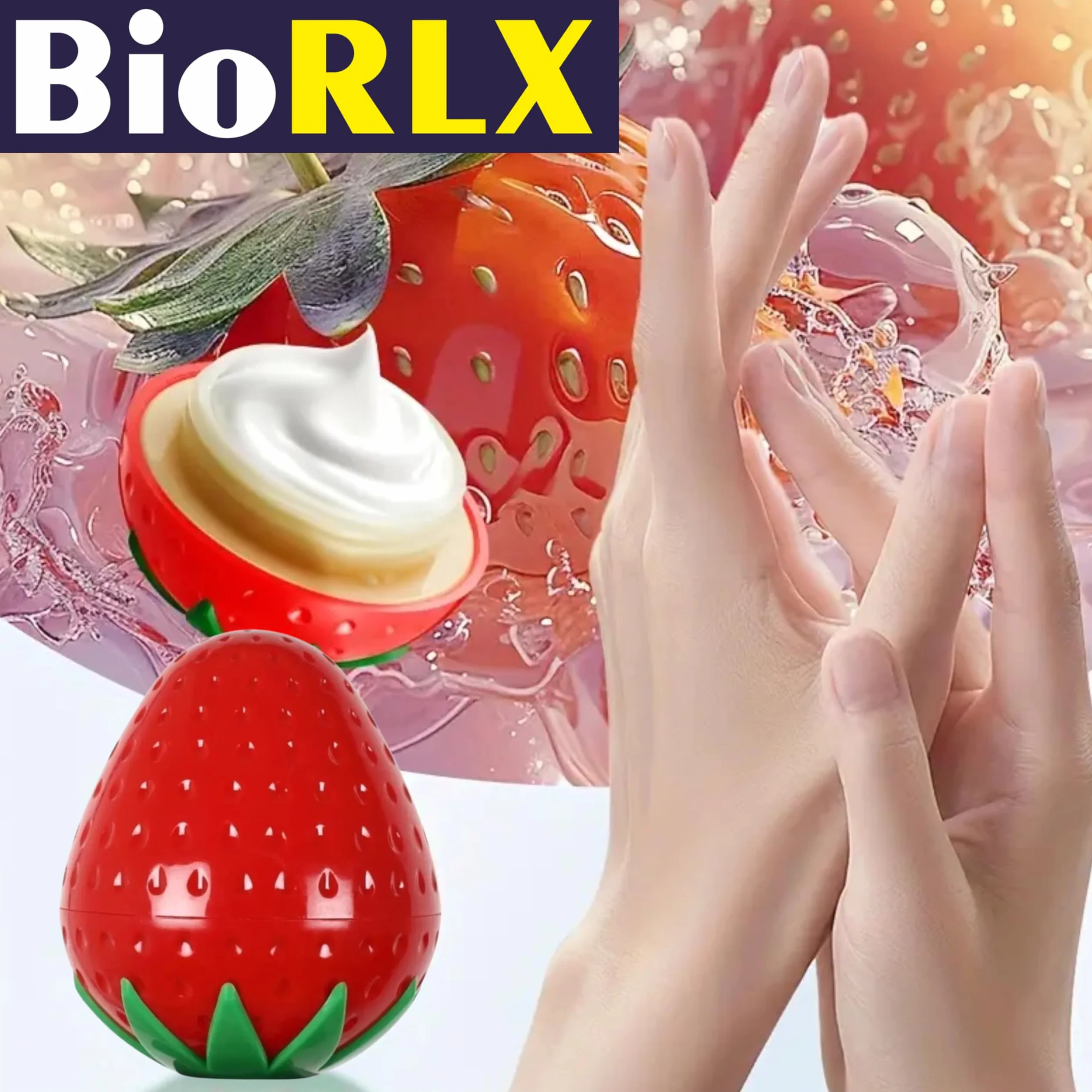 BioRLX Strawberry Milk Cream – Idratante mani idratante, leggero, idratante per mani e uomini, 30 g