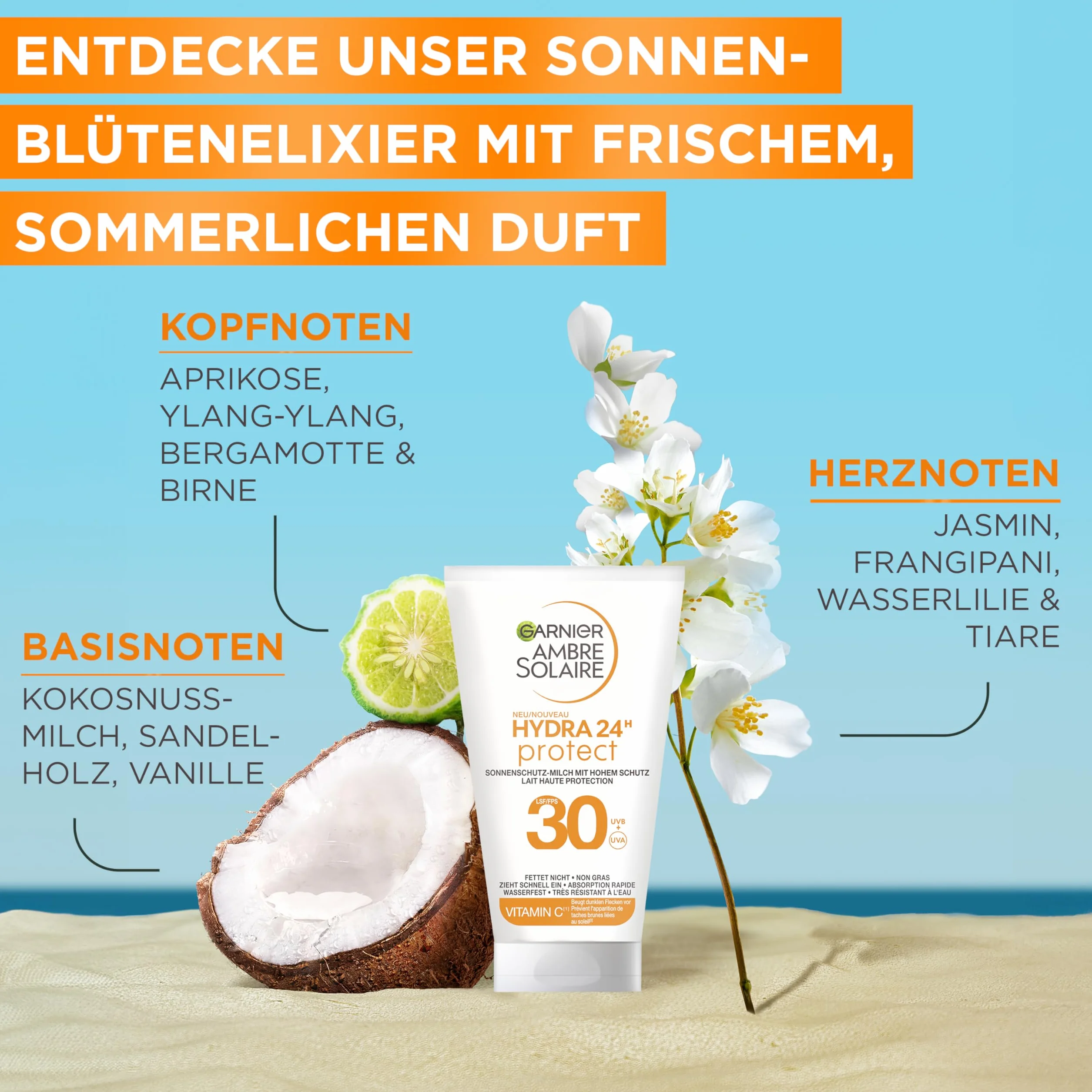 Garnier Ambre Solaire Crema solare/ crema idratante Protezione solare Latte solare/ SPF 30, 50 ml