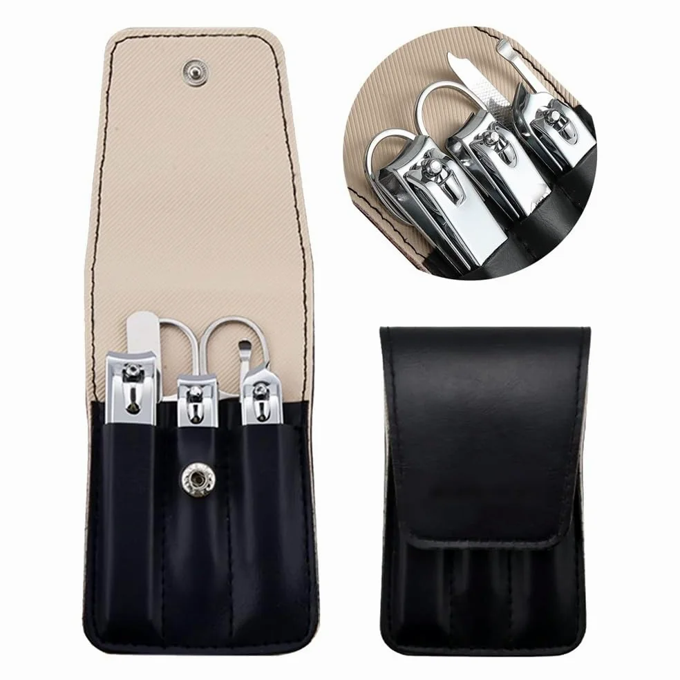 Tagliaunghie Tagliaunghie in Acciaio Inossidabile, Set tagliaunghie, tagliaunghie dei Piedi e Set Manicure in Pelle PU, Idee Regalo (6 Pezzi) Kit per Unghie(Black)