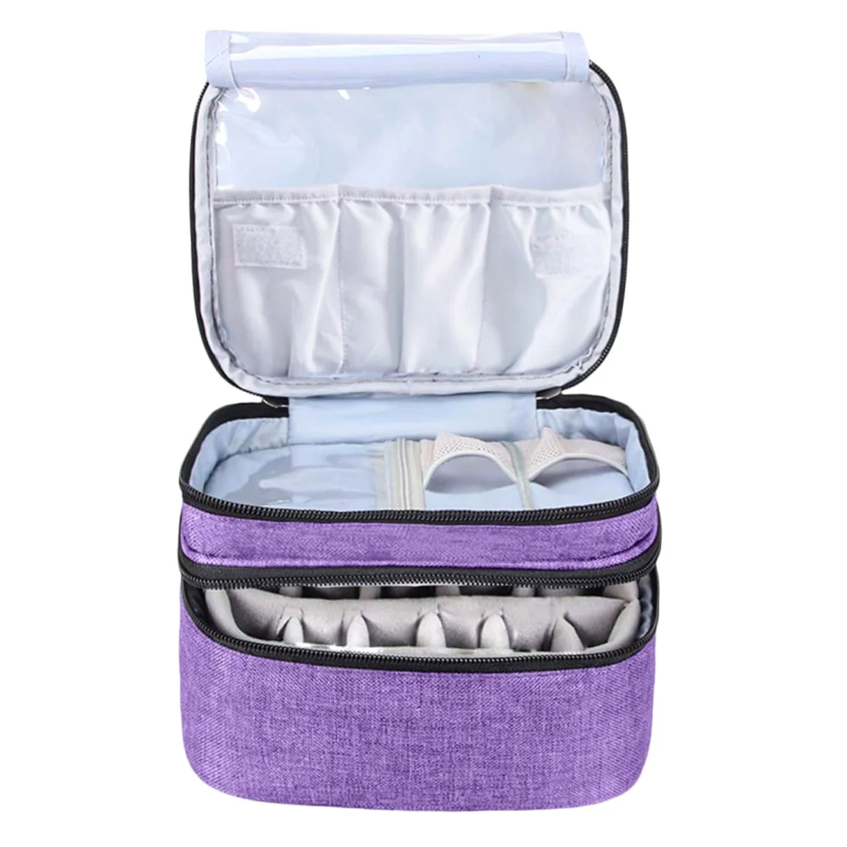 Ipetboom Custodia per Oli Essenziali Doppio Borsa Organizer Portatile per Smalto per Unghie Include Flaconi Materiale Oxford e Resistente