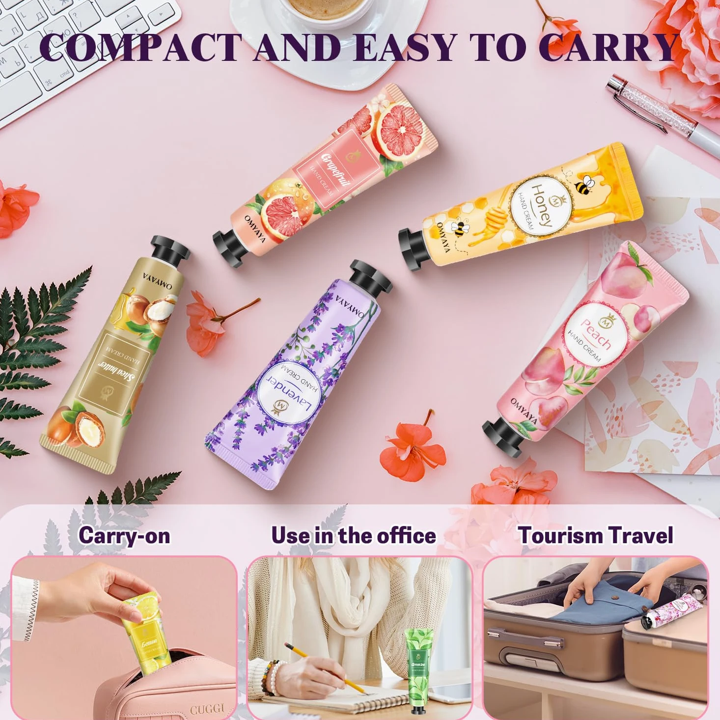 Set di 120 creme per le mani, mini crema per le mani, da donna, set regalo profumato, per mani molto asciutte, piccoli regali per donne e uomini, regalo di Natale e compleanno