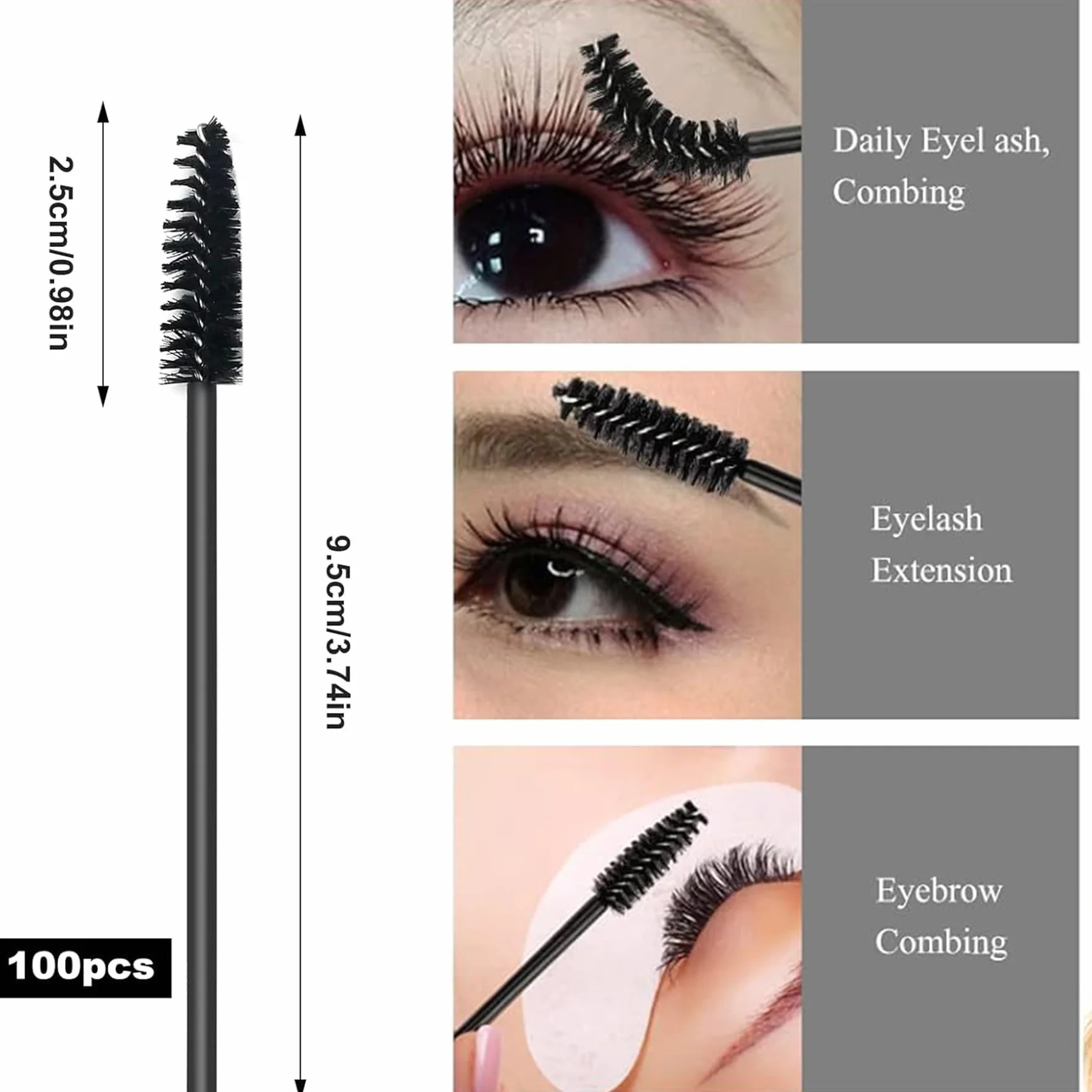 Set di 300 pennelli usa e getta per mascara, applicatori per labbra, 100 micro pennelli + 100 pennelli per ciglia + 100 bacchette per rossetto con scatola organizer nera