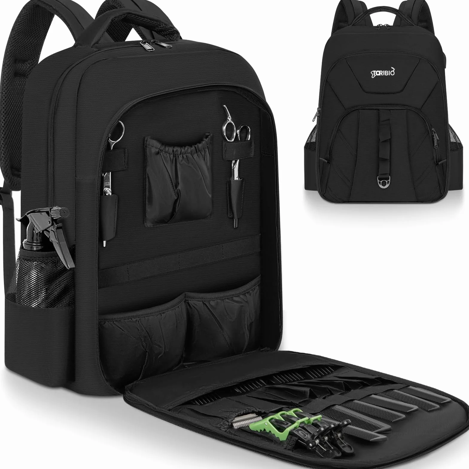 Barbiere Portautensili, Barbiere Stoccaggio Valigia, Clipper e Accessori Organizzatore, Parrucchiere Zaino Portatile per Barbiere, Borsa Barber, Nero