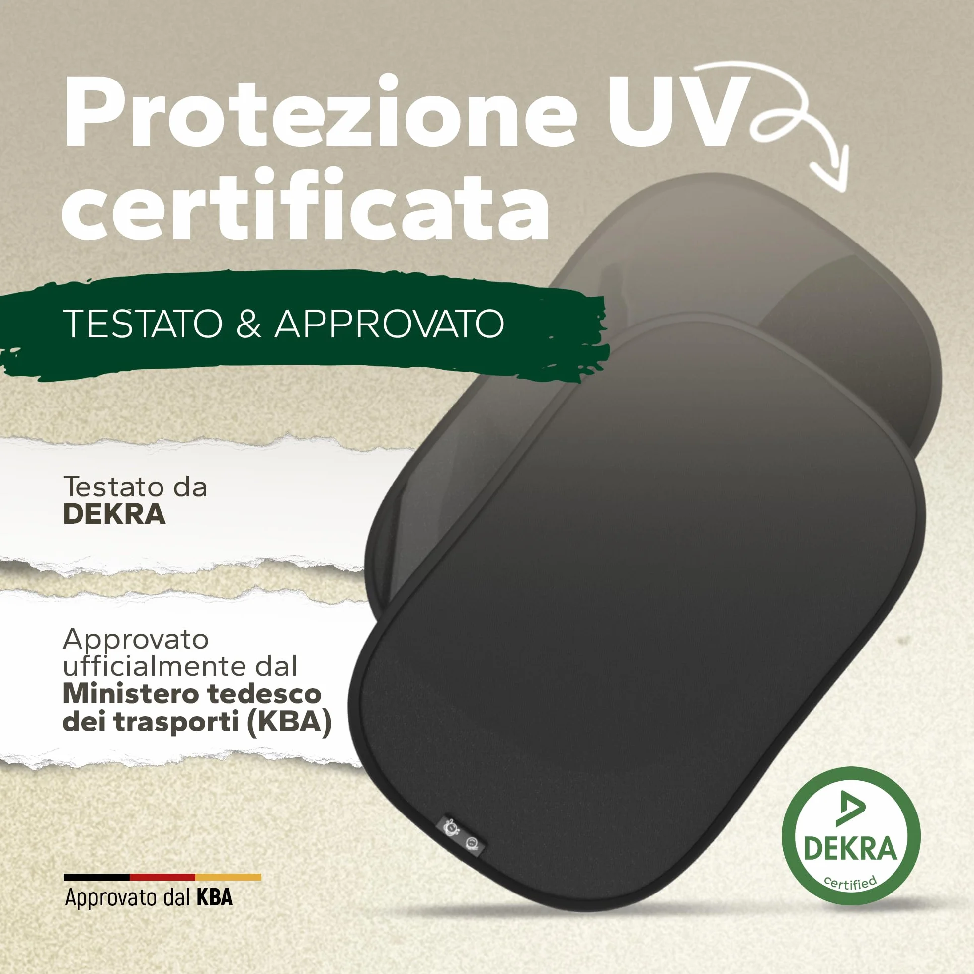 Parasole per Bambini UPF50+ Protezione UV Certificata DEKRA GSM 105 Autoadesivo