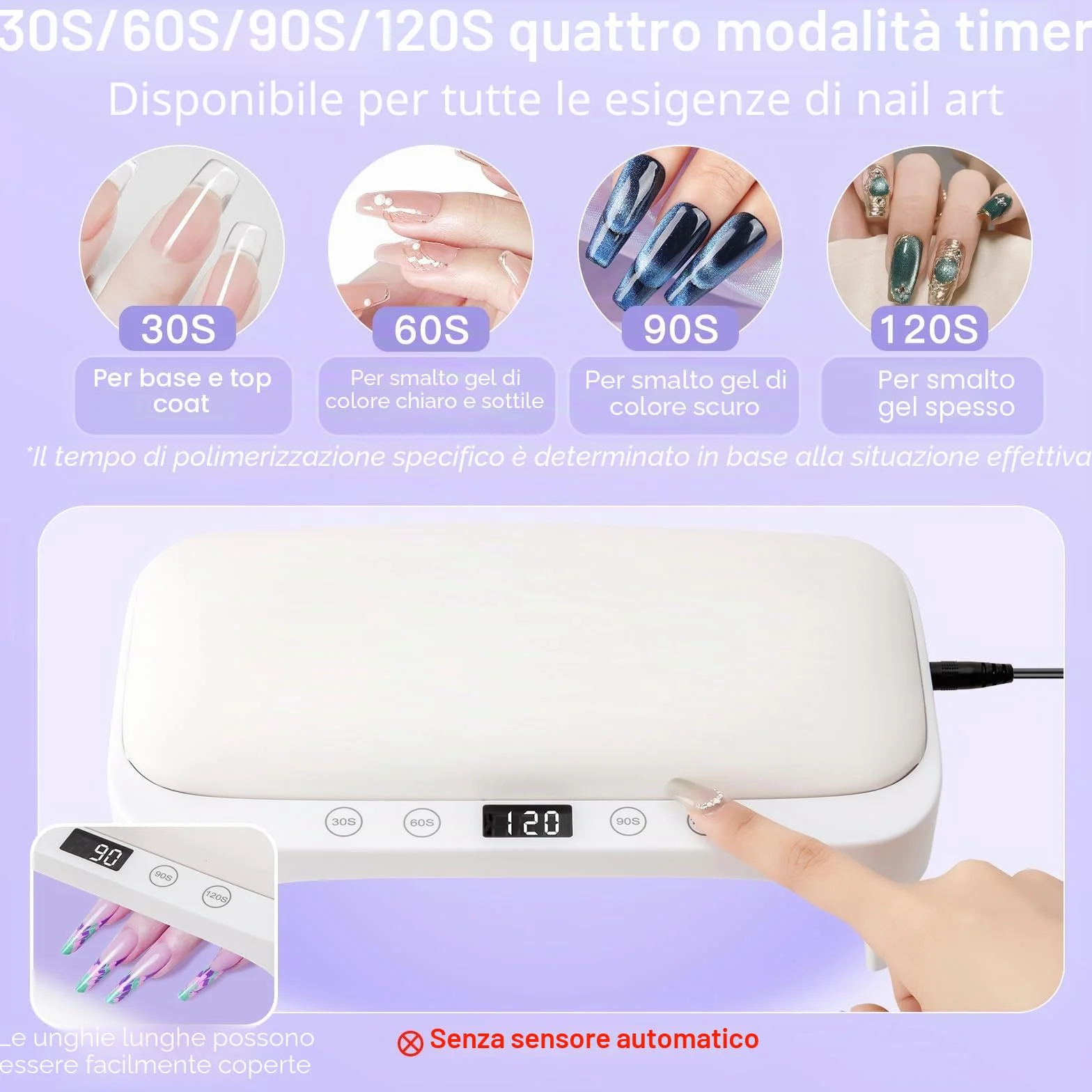 Lampada UV per Unghie con Bracciolo e Guanti UV: Professionale LED Lampada per Unghie, 4 Timer Asciugatrice Pieghevole con Poggiamano per Unghie Smalto Gel per Casa e in Salone, Bianco