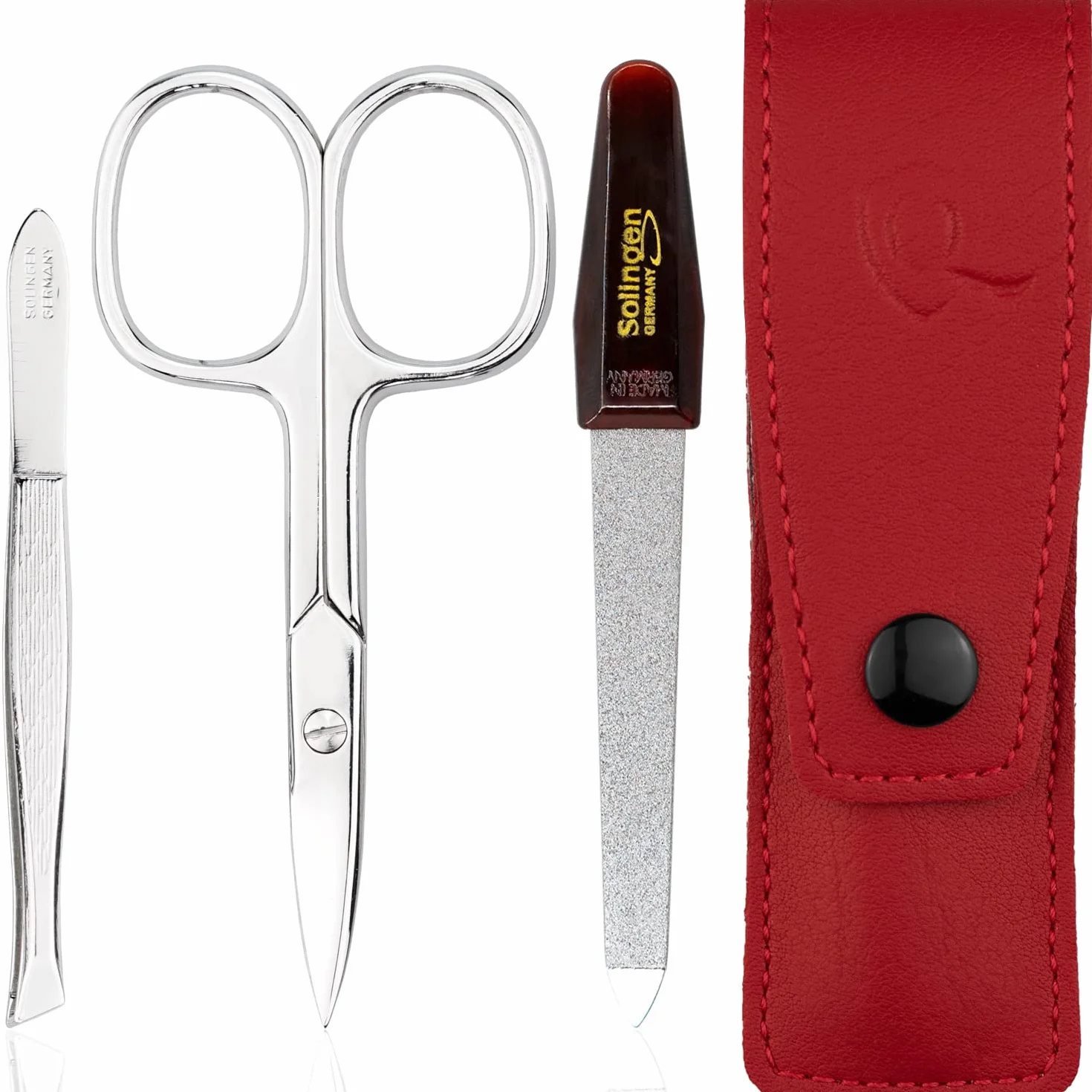 Set Manicure Professionale con Forbicine e Pinzette, Custodia Similpelle, Kit da Viaggio per Unghie