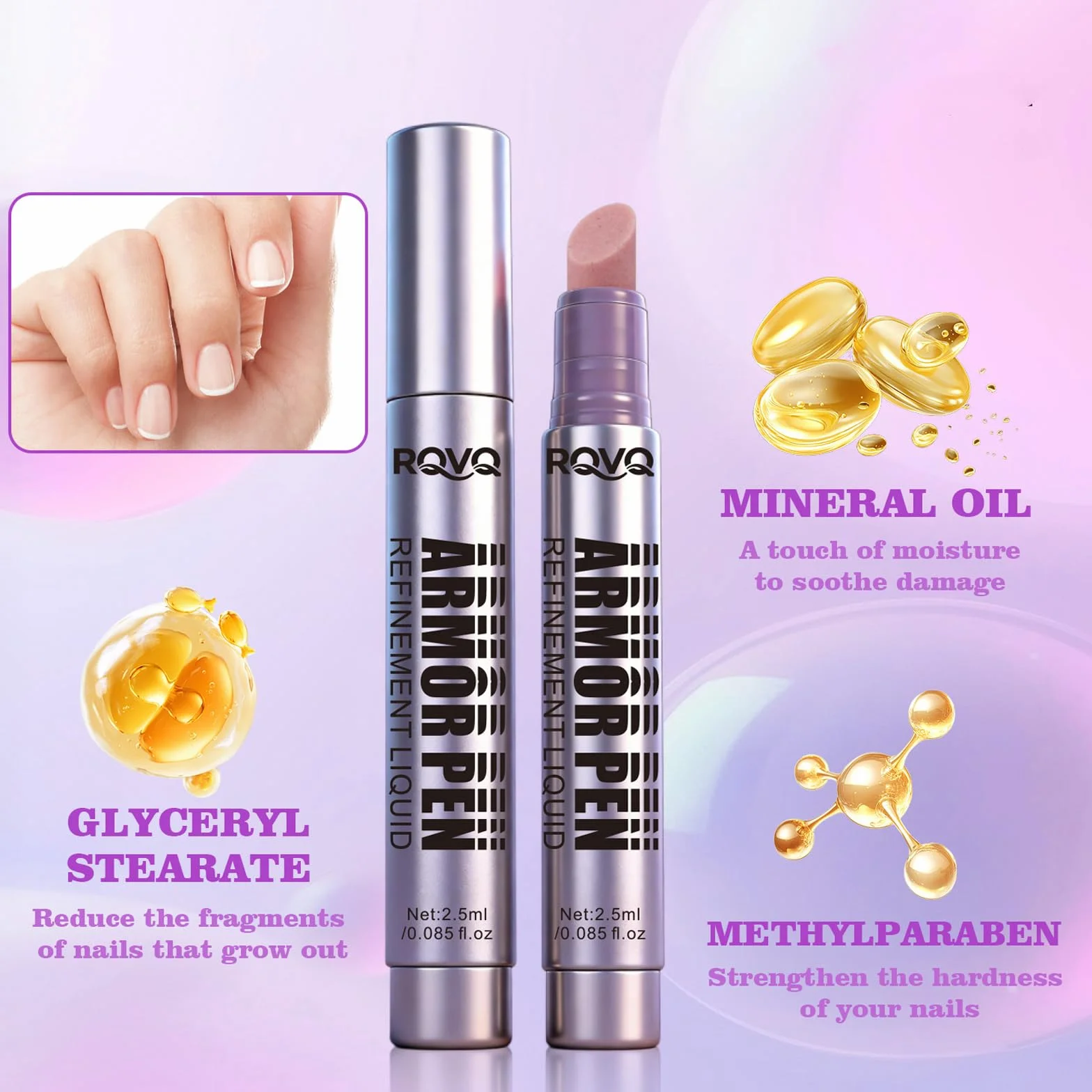 Penna 4-in-1 per Cuticole con Olio, Rimuovi Cuticole in Ceramica & Olio in una Penna, Penna Levigante per Unghie per Pellicine, Ripara, Nutre, Rafforza Cura Quotidiana delle Unghie (2 pezzi)