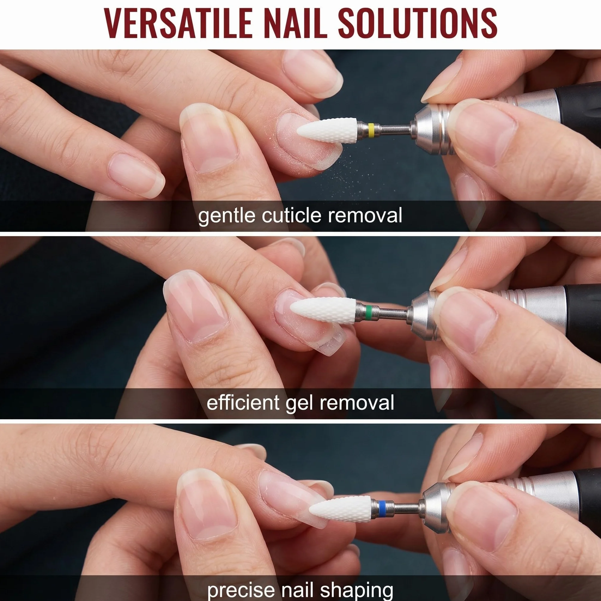 Profesjonalny Zestaw Frese Ceramicznych 5 Sztuk do Usuwania Żelu, Akrylu i Skórek, Uniwersalny 3/32" do Manicure i Pedicure