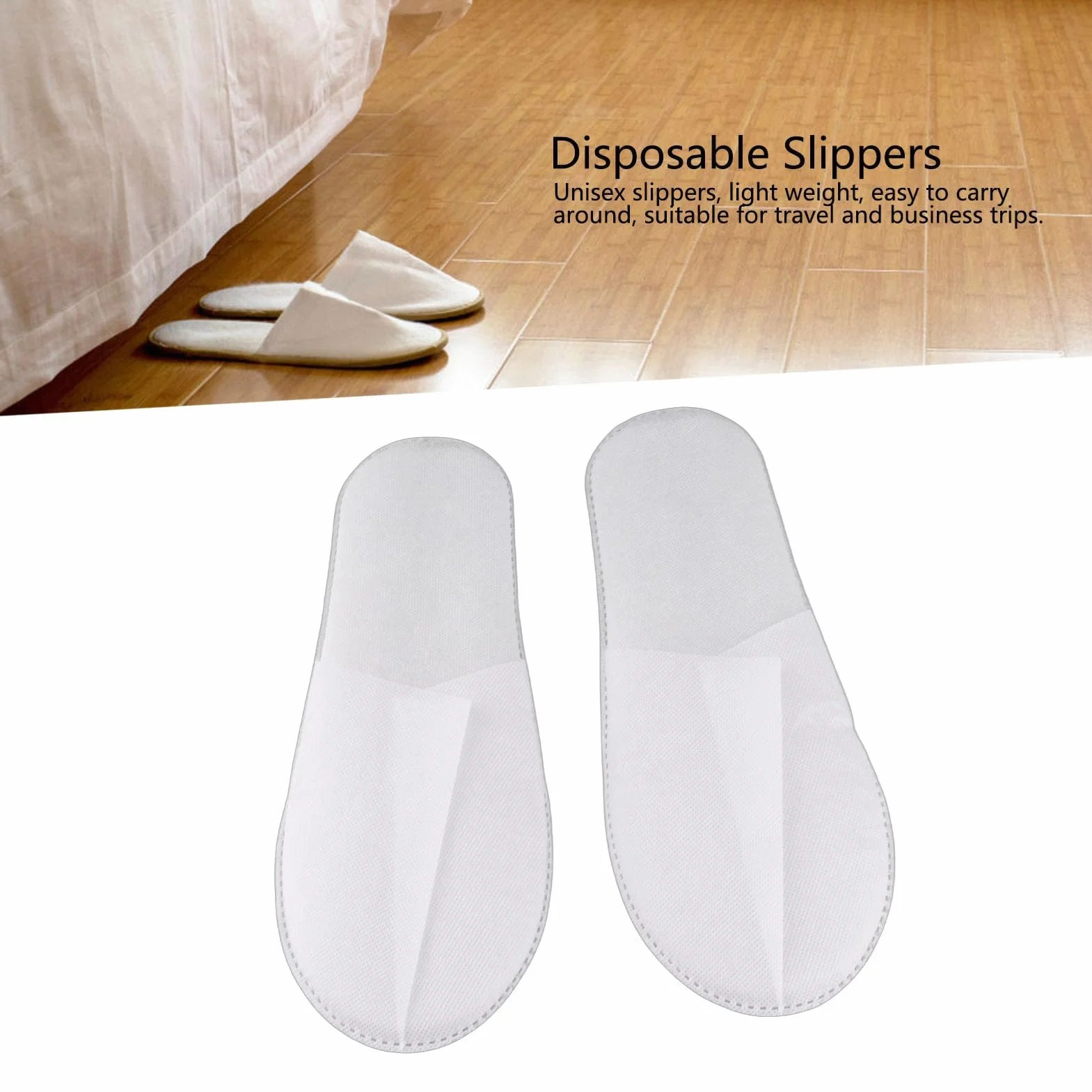 HEEPDD 50 Paia Pantofole Usa E Getta, Pantofole da Interno per Hotel Pantofole per Ospiti di Nozze Confezione di Pantofole per Donne Uomini Home Spa Hotel (Lavagna bianca in tessuto non