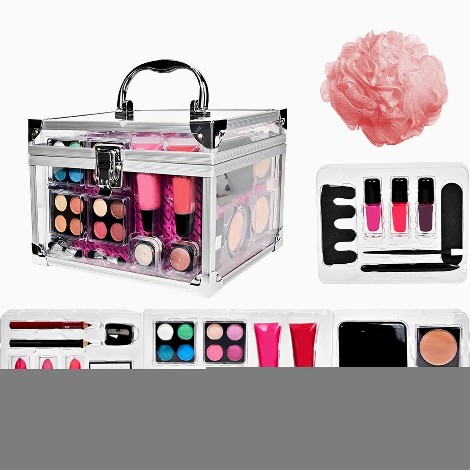 Kit Trucco per Principianti Set Da Viaggio Compatto Con | Astucci Cosmetici Per Adolescenti Viaggio Quotidiano Matrimonio Teatro Sposa
