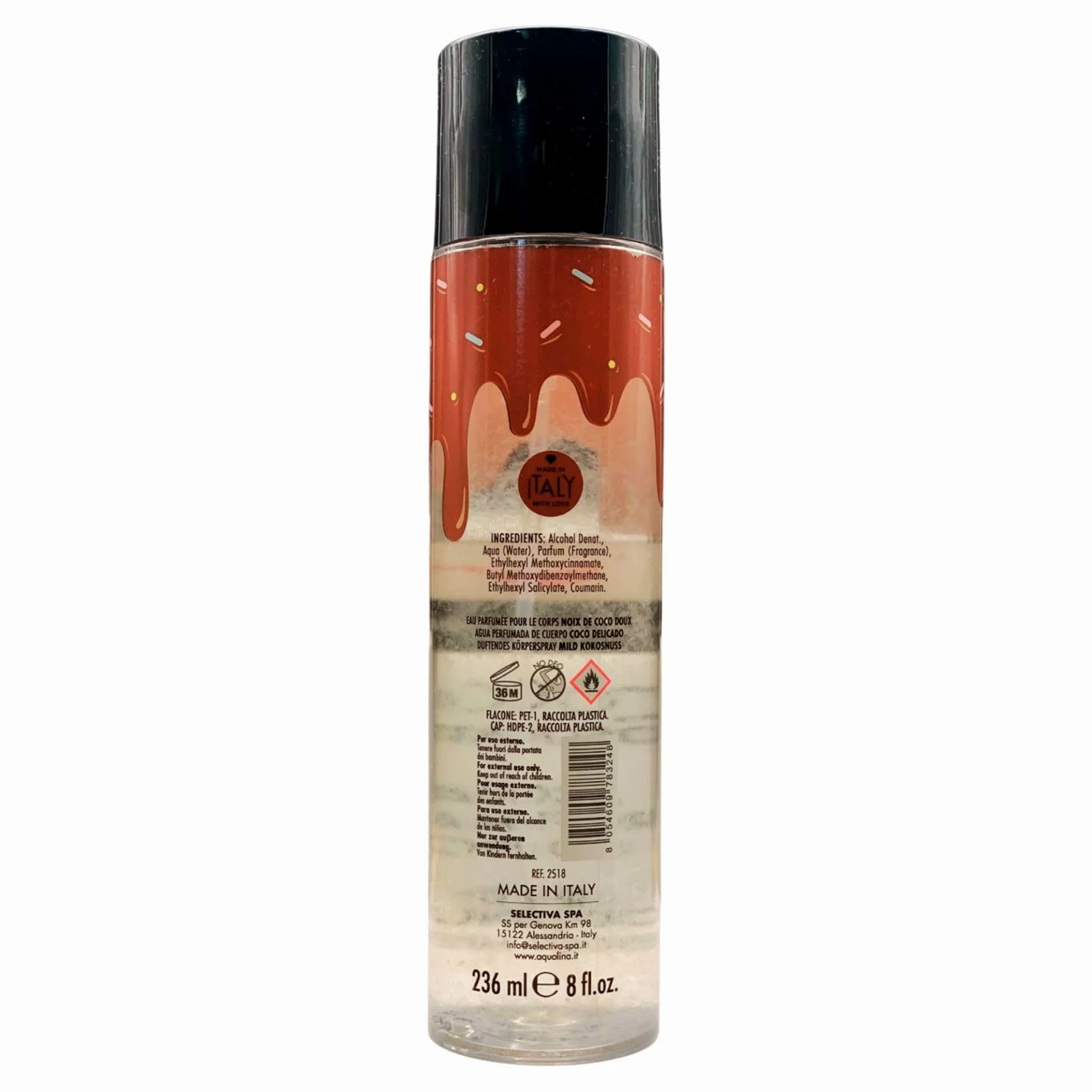 Acqua Profumata Corpo COCCO Delicato, Avvolge La Pelle Con Dolci e Fresche Note Di Cocco, Donando Una Sensazione Di Freschezza e Leggerezza Che Dura a Lungo 236ml (2 Spray)