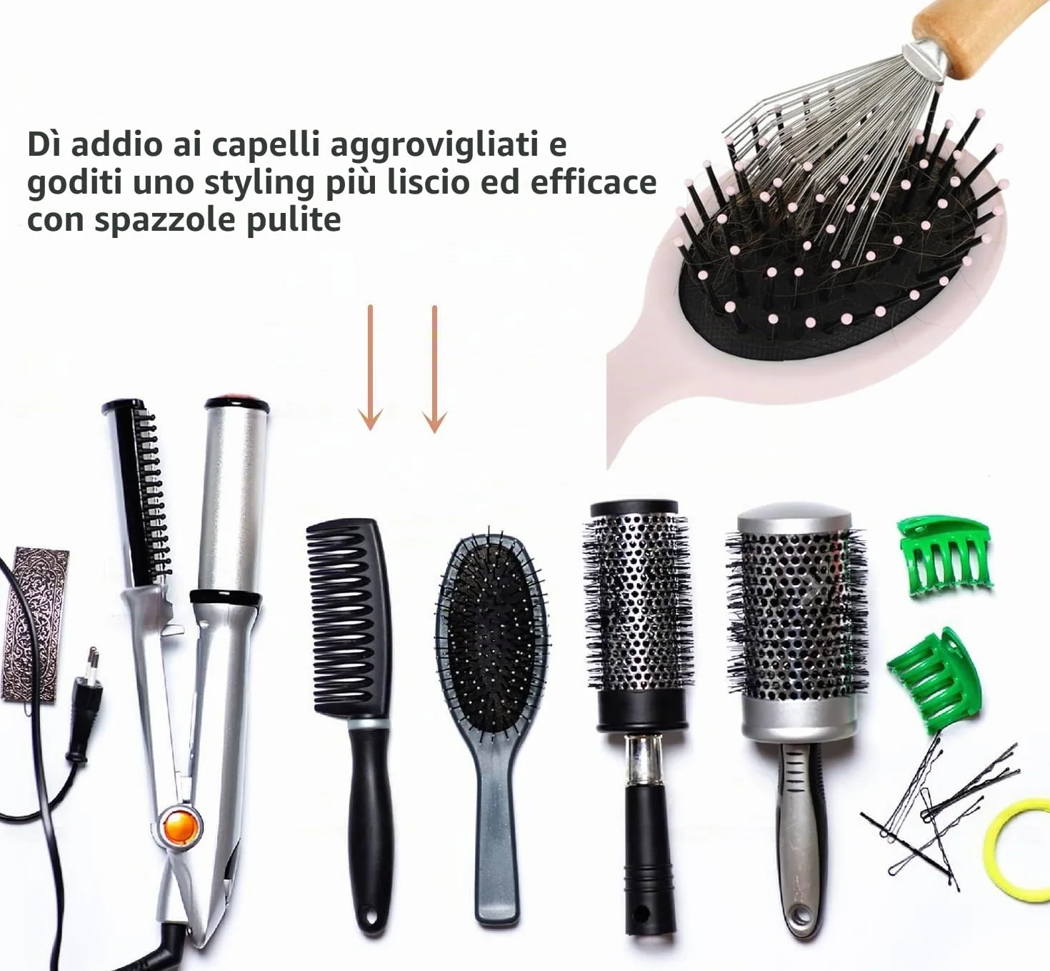 Spazzola per Capelli Pettine di Pulizia 4 Pezzi Mini Strumento Rimuovere Capelli Polvere Sporco