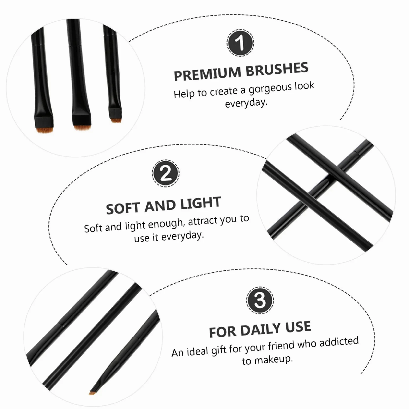 DOITOOL 12pezzi Pennelli Per Eyeliner Pennelli Per Trucco Occhi Professionali Per Applicazione Facile e Precisa Per Makeup Artist e Appassionati Di Bellezza