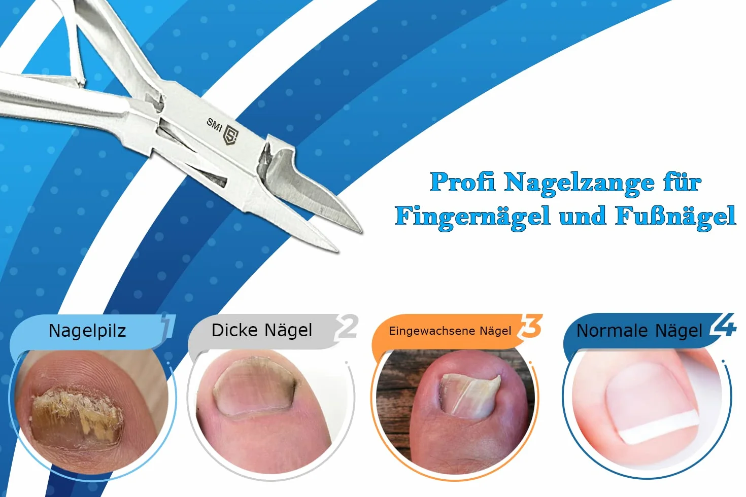 SMI 12.7 cm Tagliaunghie di precisione per Unghie Tronchesino Unghie Manicure Pedicure Unghie Spesse Incarnite Acciaio Inox