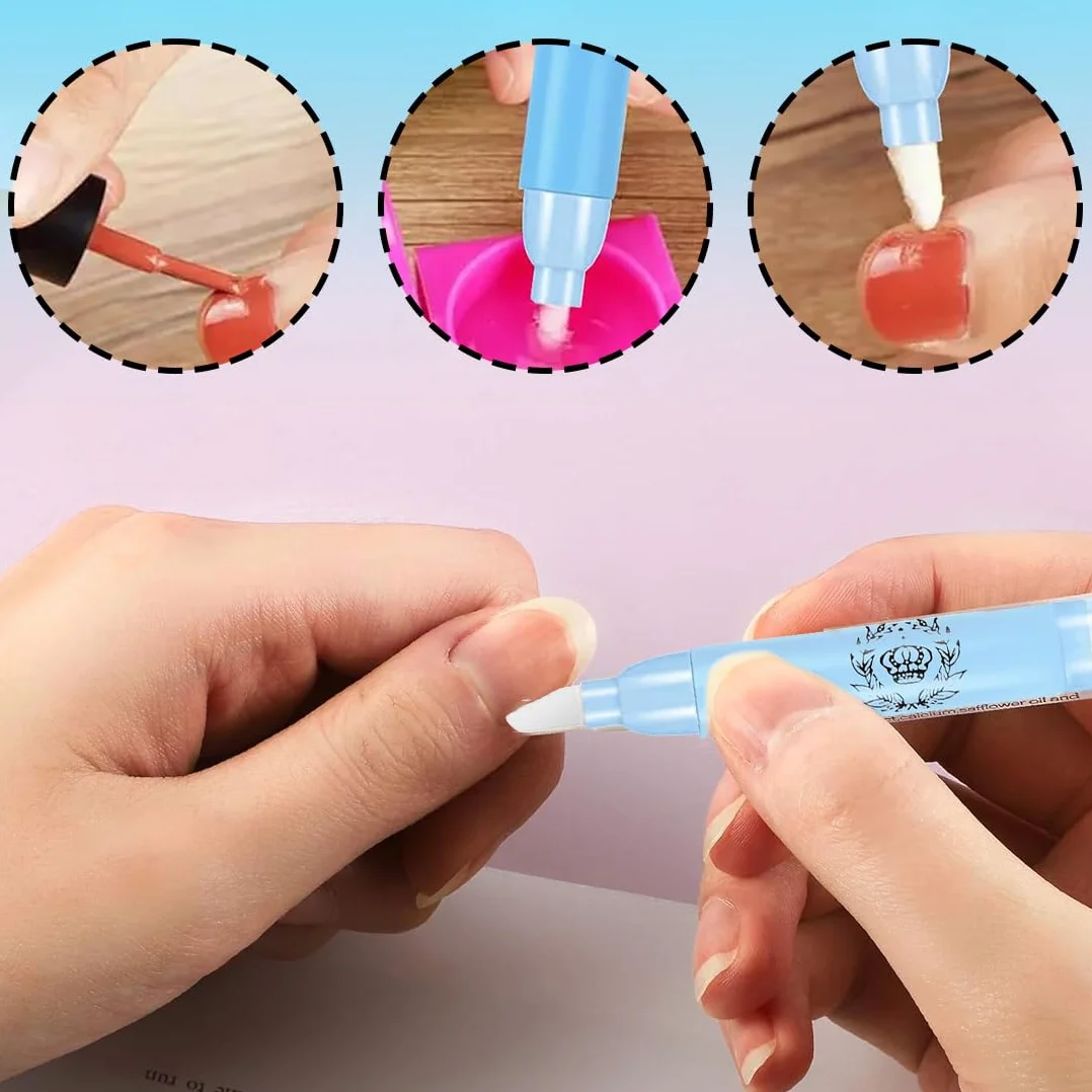 EIHI 4 Pezzi Penna Correttore Smalto con 12 Punte di Ricambio Rimozione Smalto per Unghie Senza Solvente, Nail Remover Correzione Pen, Pennello Correggi Smalto per Unghie