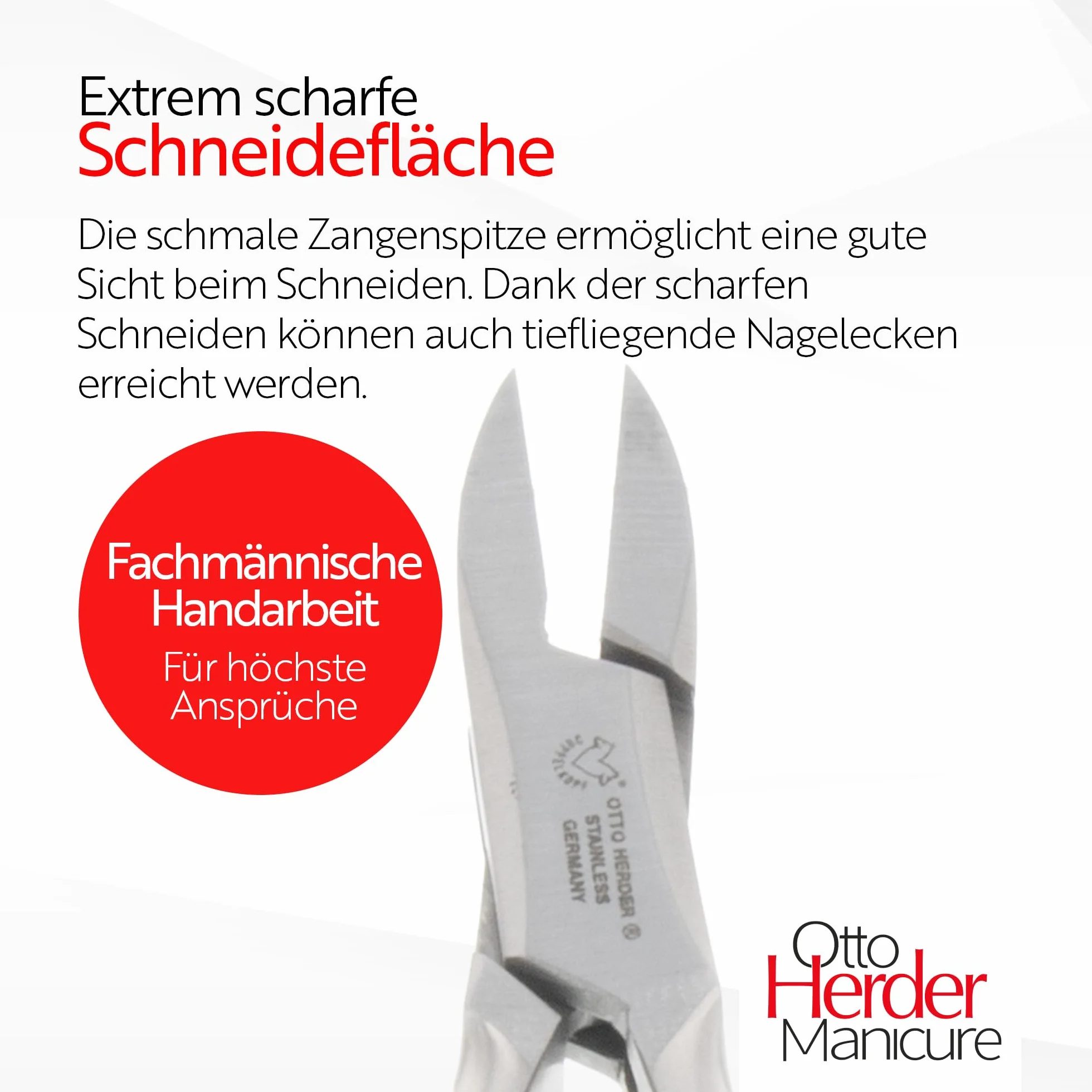 Otto Herder - Pinza per unghie dei piedi, 13 cm, in acciaio inox, con molla e punta particolarmente fine