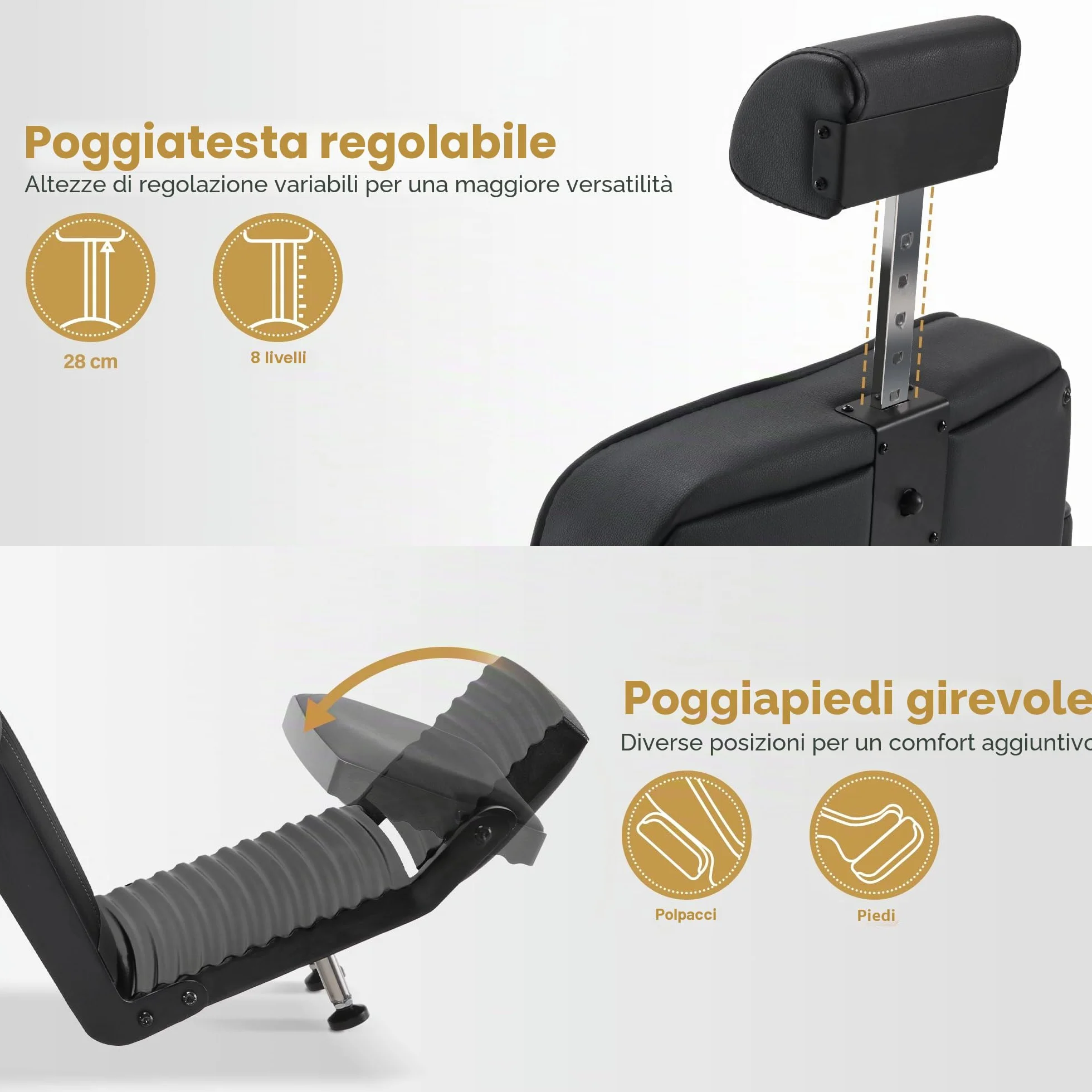 Barberpub Sedia da parrucchiere 3822 (nero)