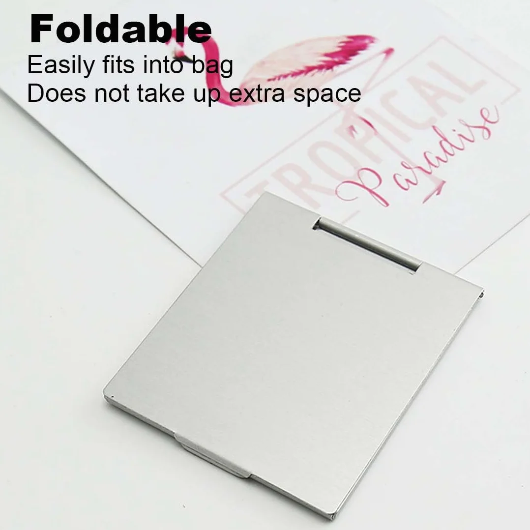 Specchio da viaggio tascabile pieghevole ultra sottile 2 pezzi 6 x 7 cm