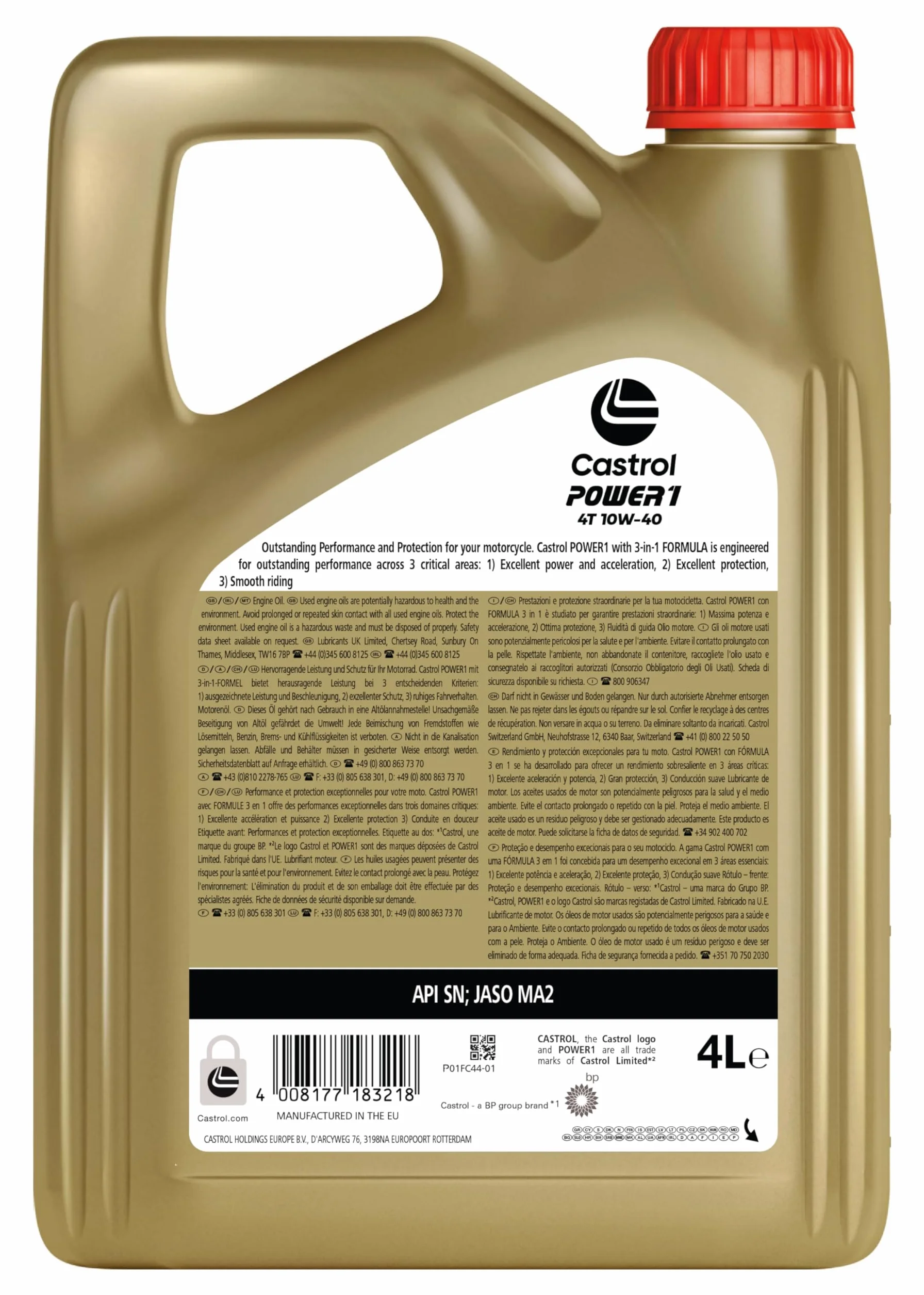 Castrol POWER1 4T 10W-40 Olio Motore, 4L