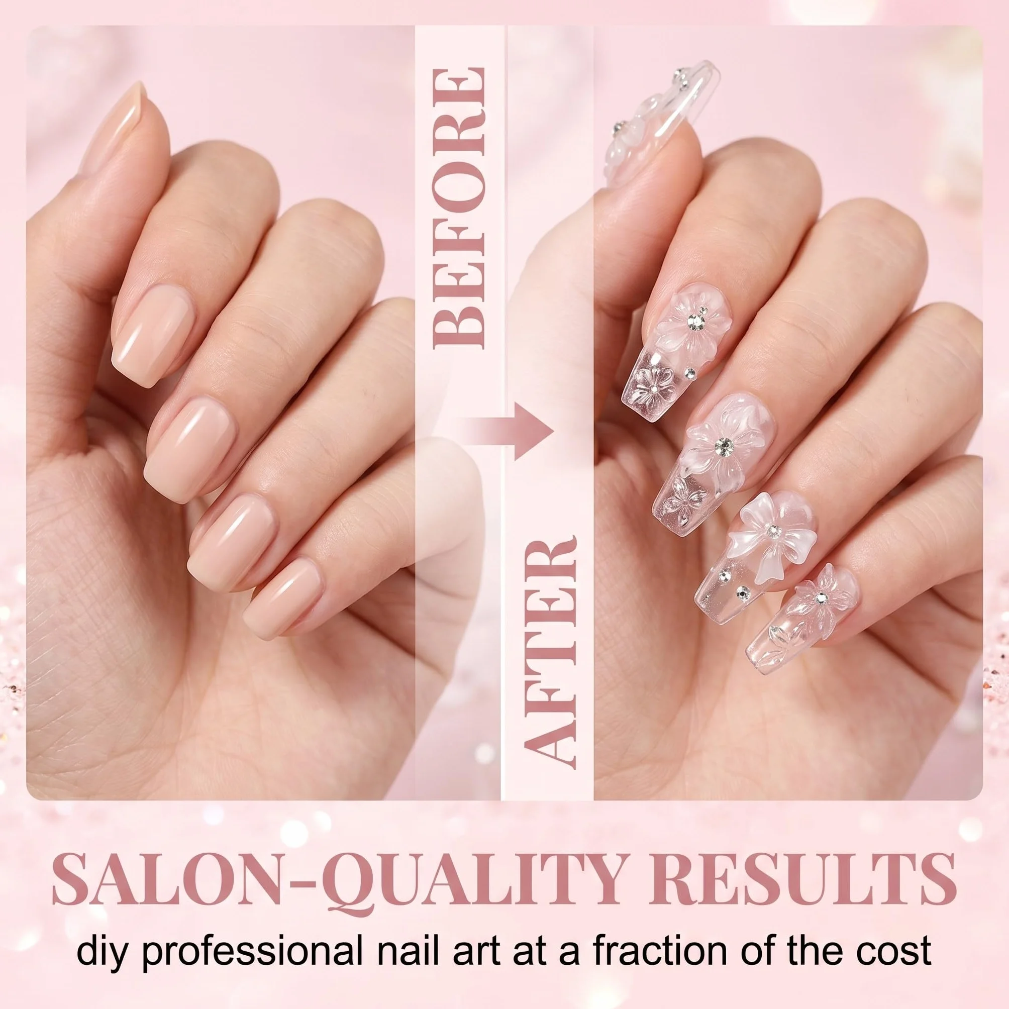 2 Pezzi Stampi per Unghie in Silicone 3D con Penna, Formine per Decorazioni Nail Art a Forma di Fiori e Fiocchi, Stampo Trasparente per Manicure Fai da Te, Accessori Professionali per Unghie