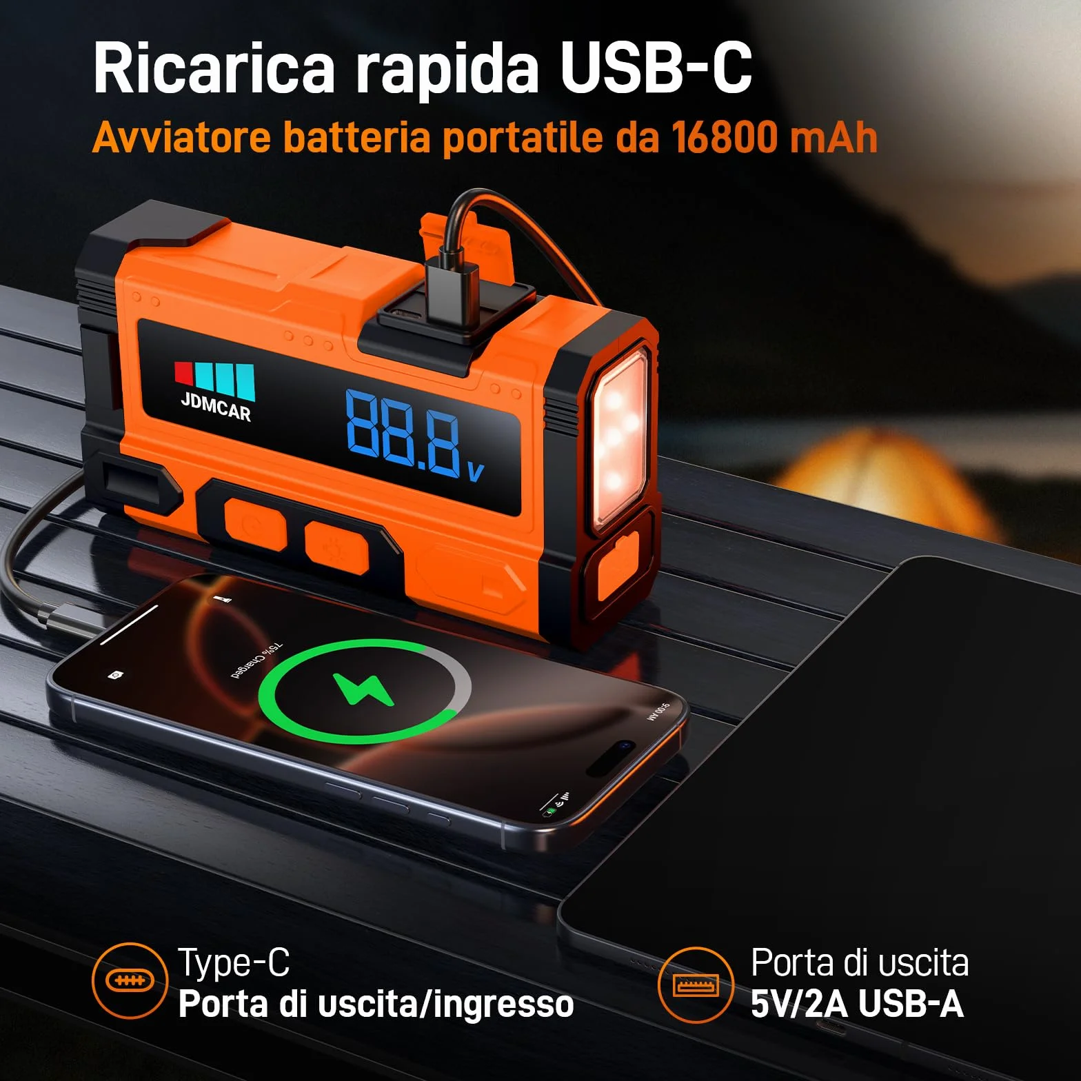 9000A Booster Avviamento Auto Avviatore Batteria per Auto Moto 9.0L Diesel 8.5L Portatile LED LCD