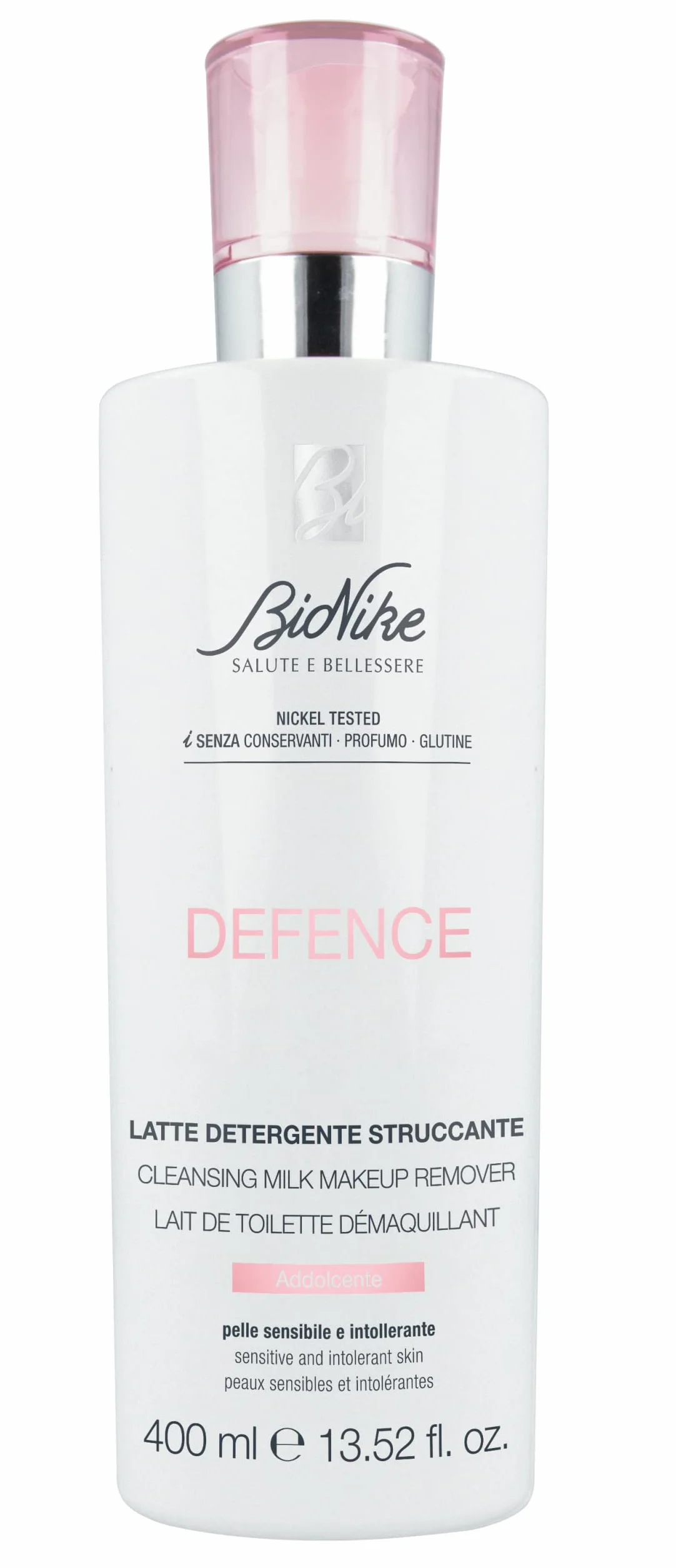 Bionike Defence - Latte Detergente Viso per Pelli Sensibili e Intolleranti, Struccante Viso e Occhi Senza Risciacquo, Dona Idratazione e Morbidezza alla Pelle, 400 ml