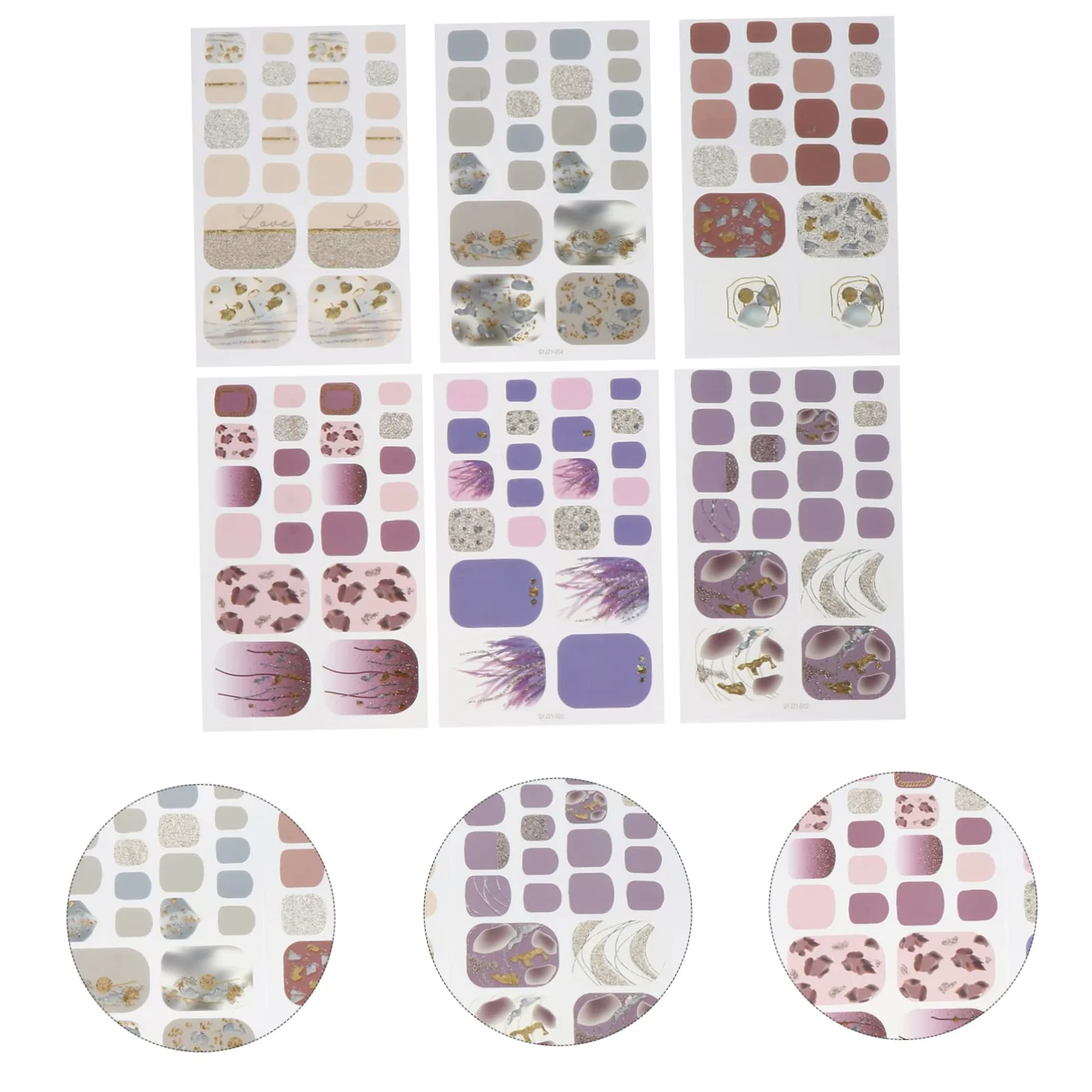 PACKOVE 5 Set Adesivi Per Unghie Autoadesivi Con Decorazioni Creative Per Manicure Adatti Per Eventi E Rimuovibili E Facili Applicare 6 Fogli*5