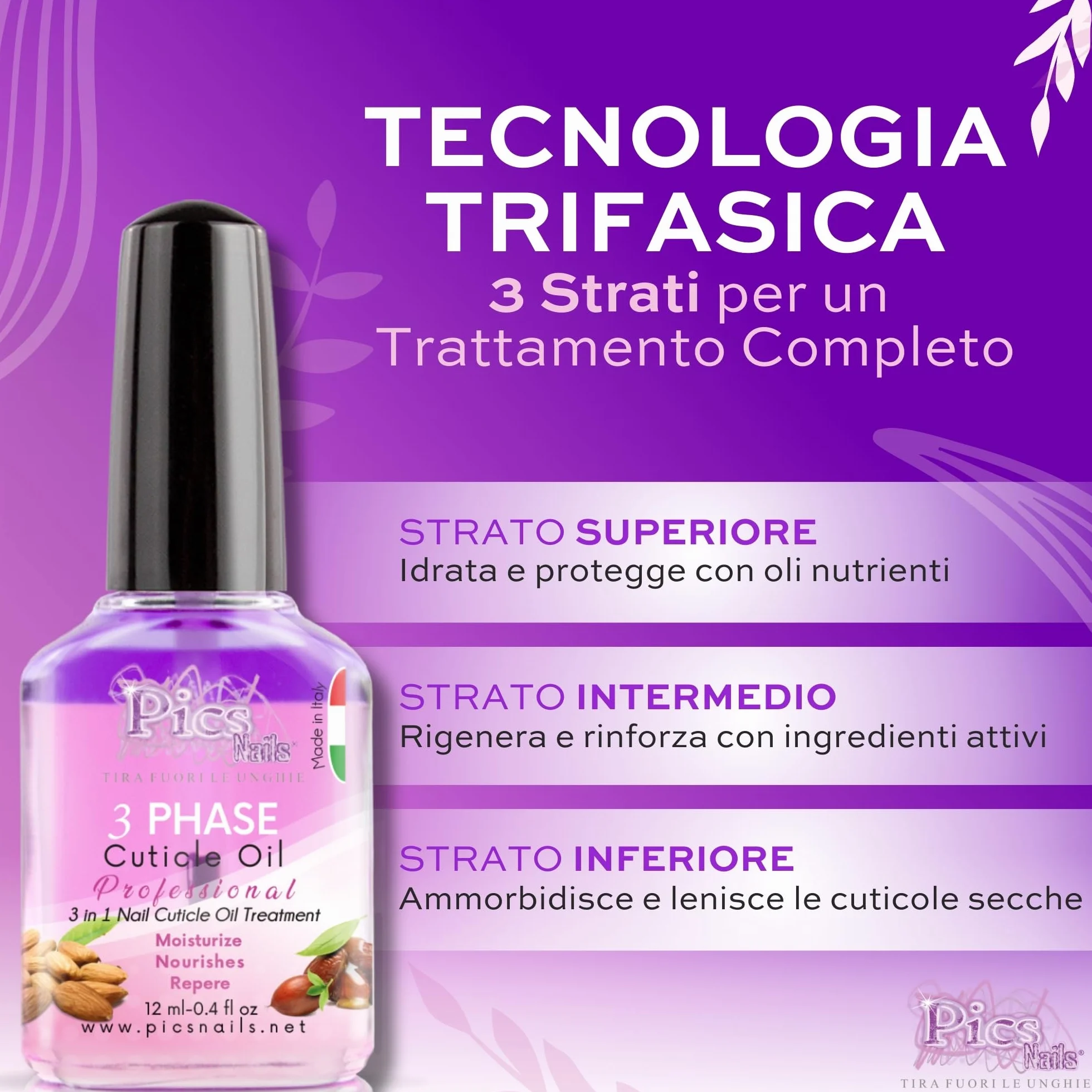 Olio Cuticole Unghie Premium 12ml | Made in Italy | Formula per Cura delle Cuticole Con Olio di Ribes Nero, Mandorle,Jojoba e Semi di Lino - Rigenerante ed Idratante per Cuticole Secche e Irritate