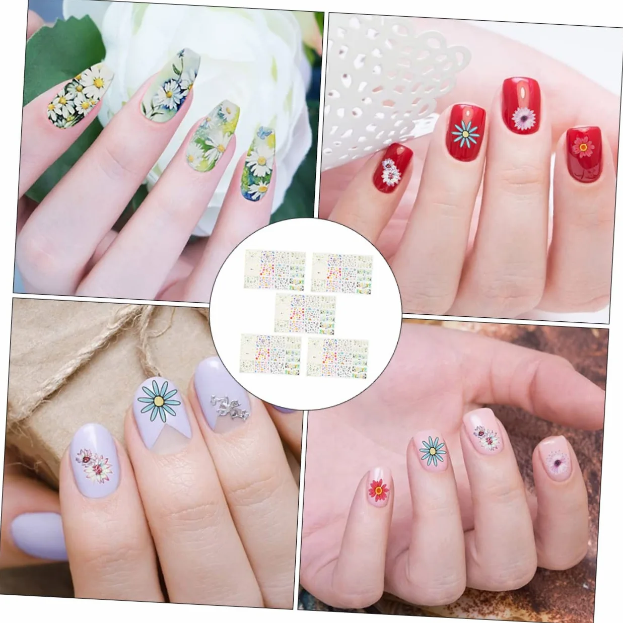 3 Set Adesivi Unghie Fiori Autoadesivi Decorazioni Nail Art Per Manicure Diy Facile Applicazione Per Principianti E Professionisti Per Quotidiana 5 Fogli*3
