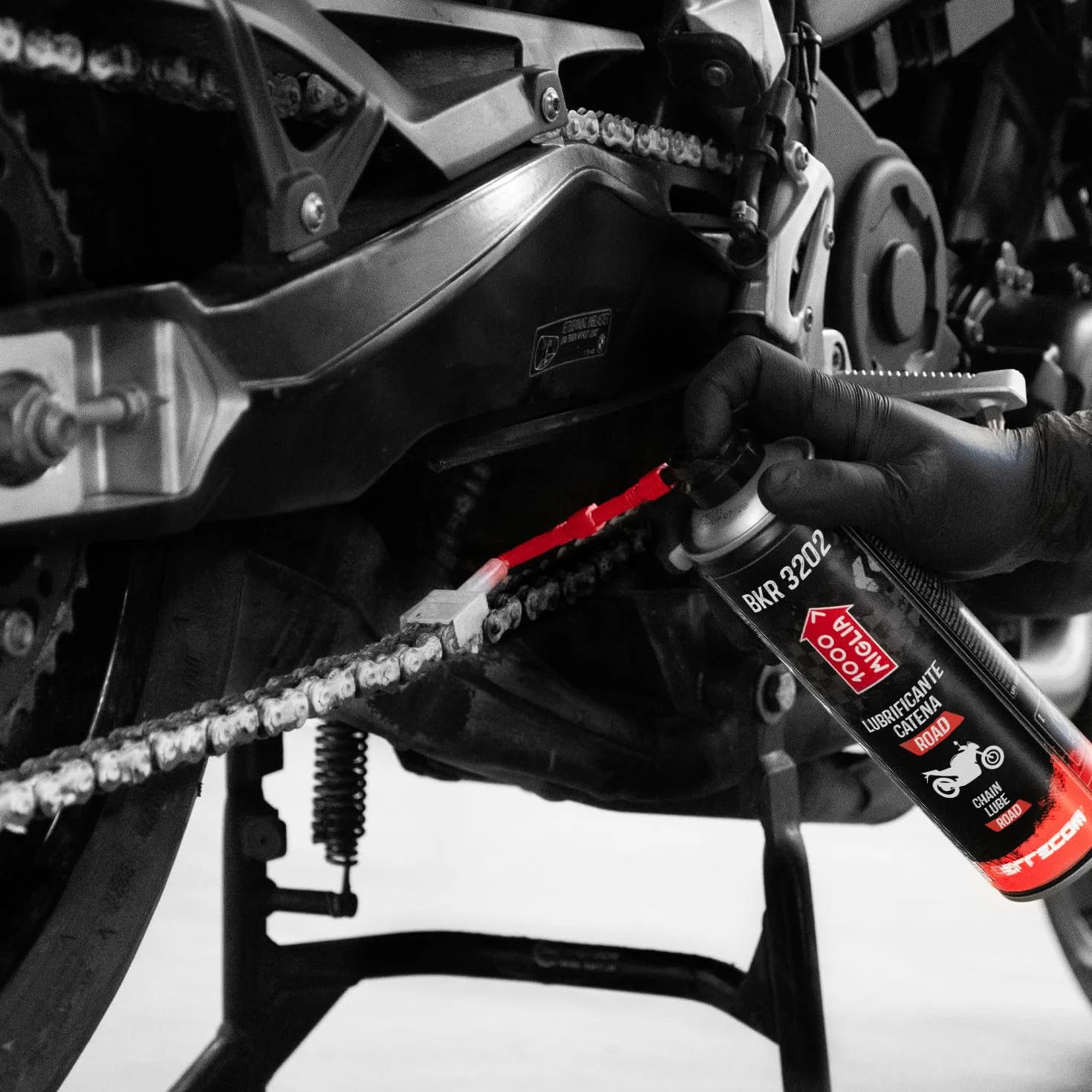 ERRECOM 1000 Miglia Clean&Lube Kit Catena Moto ROAD 500mL + Huggie System