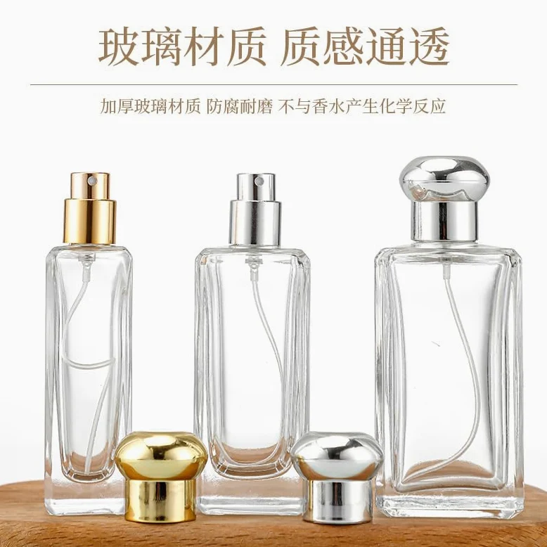 5/10 pz 30/50/100ml Bottiglie di Profumo Quadrate di Profumo Glassspray Bottiglie di Profumo Vuote e Trasparenti Bottiglia di Profumo Riutilizzabile Spray per Uomini Donne Viaggi