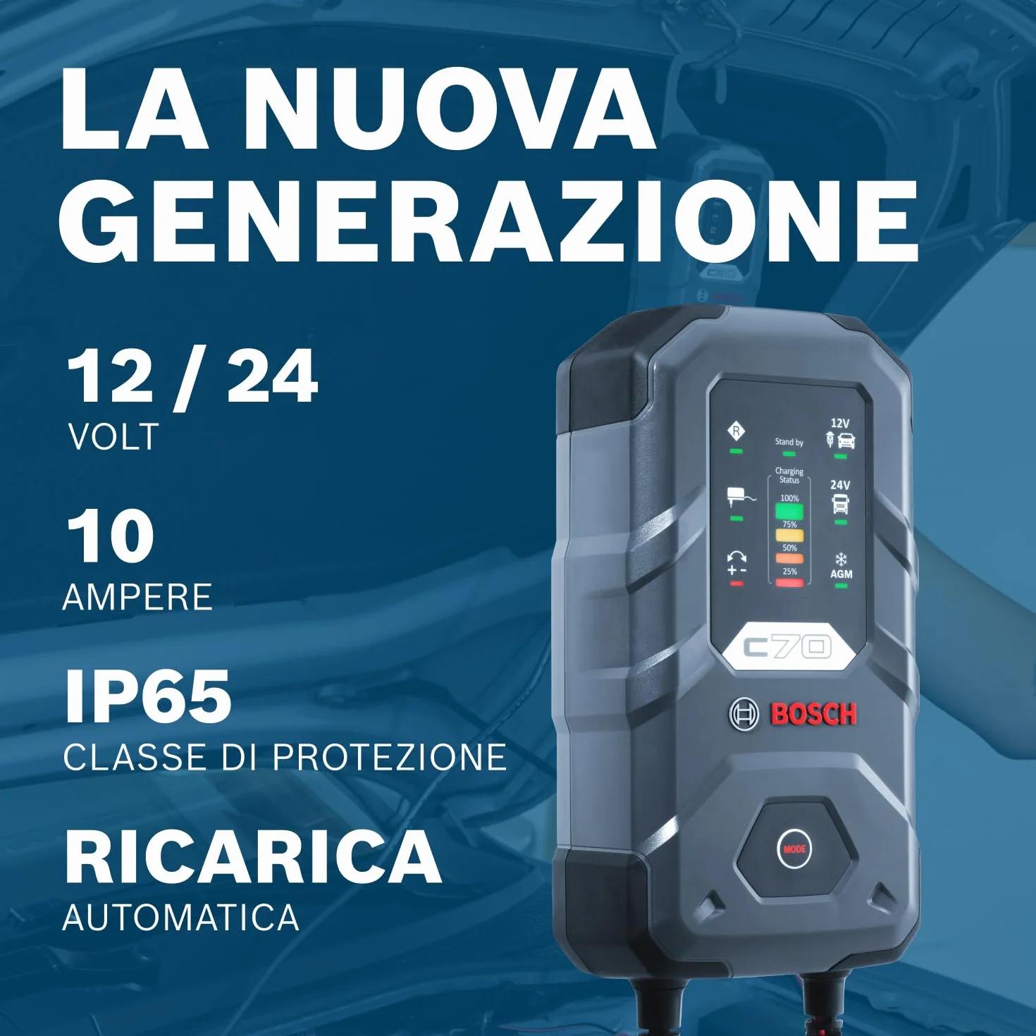 Bosch C70 Ładowarka 12V 24V 10A do Akumulatorów Kwasowo-Ołowiowych EFB GEL AGM SLI