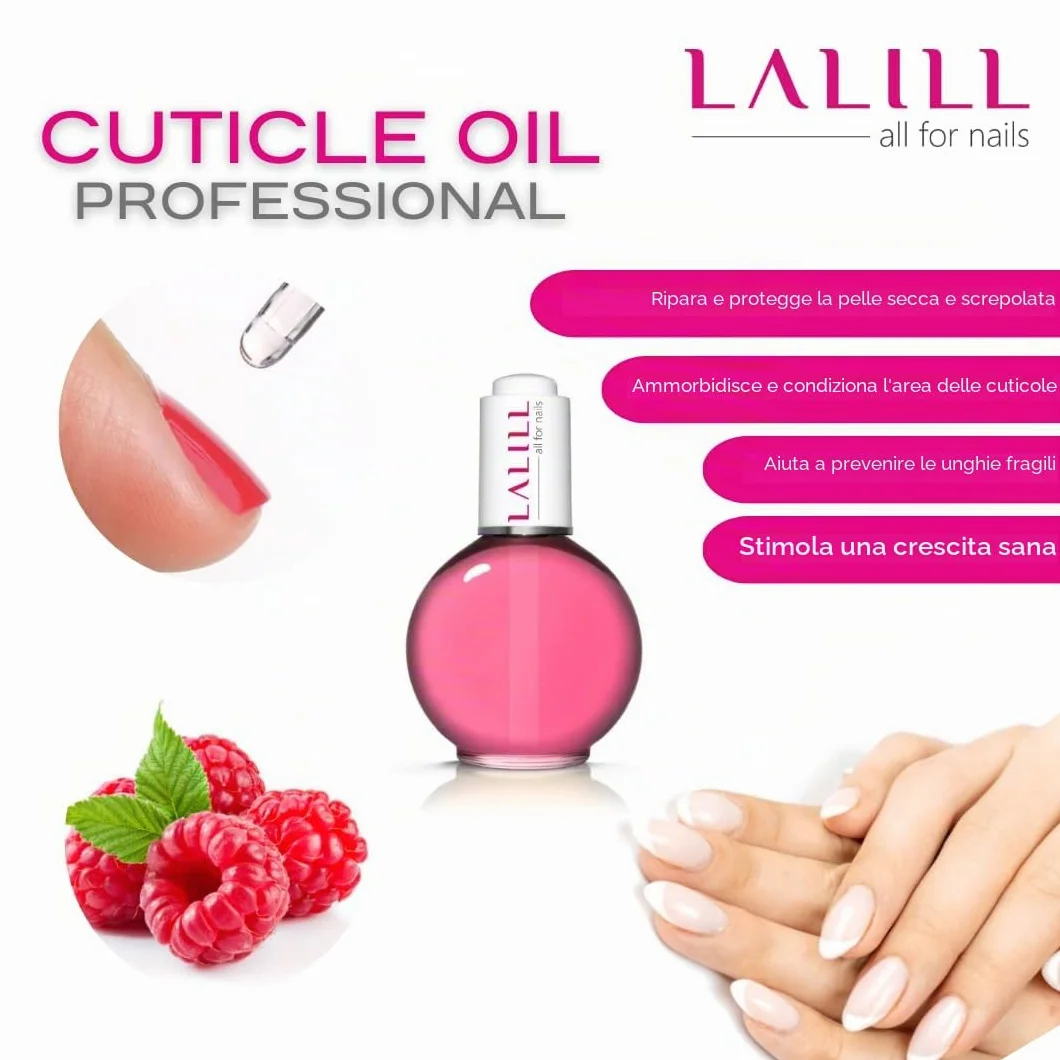 LALILL Olio per Cuticole e Unghie 75ml Lampone Idratante Rigenerante