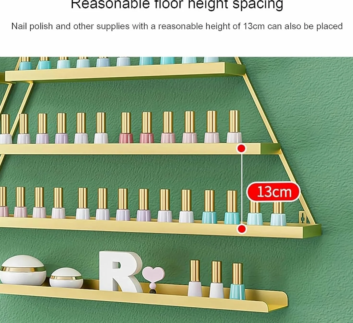 Scaffali per Smalti per Unghie Montati Parete, Portaoggetti for rack montato a parete, portaoggetti for cosmetici, supporto for pittura, olio essenziale, rossetto, profumo, espositore for unghie(Black
