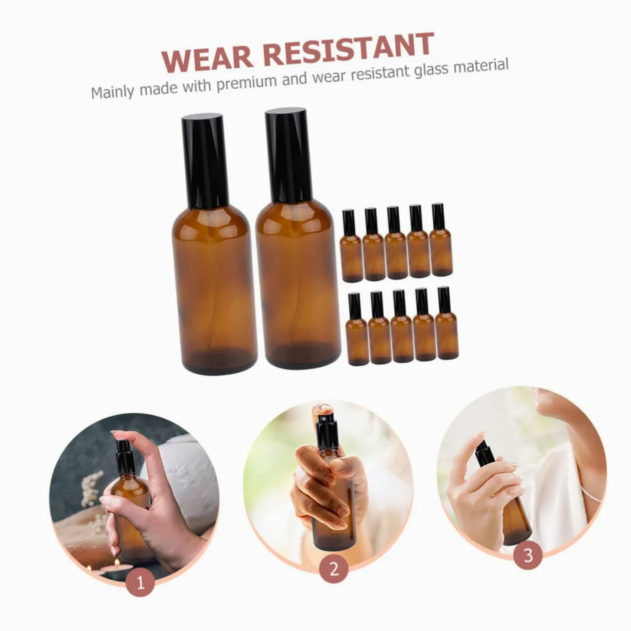 minkissy 12 Bottiglie Spray in Vetro 30ml Riutilizzabili per Oli Essenziali Travel e Business Trip, Flaconi Spray Vuoti Multiuso Facili da Trasportare