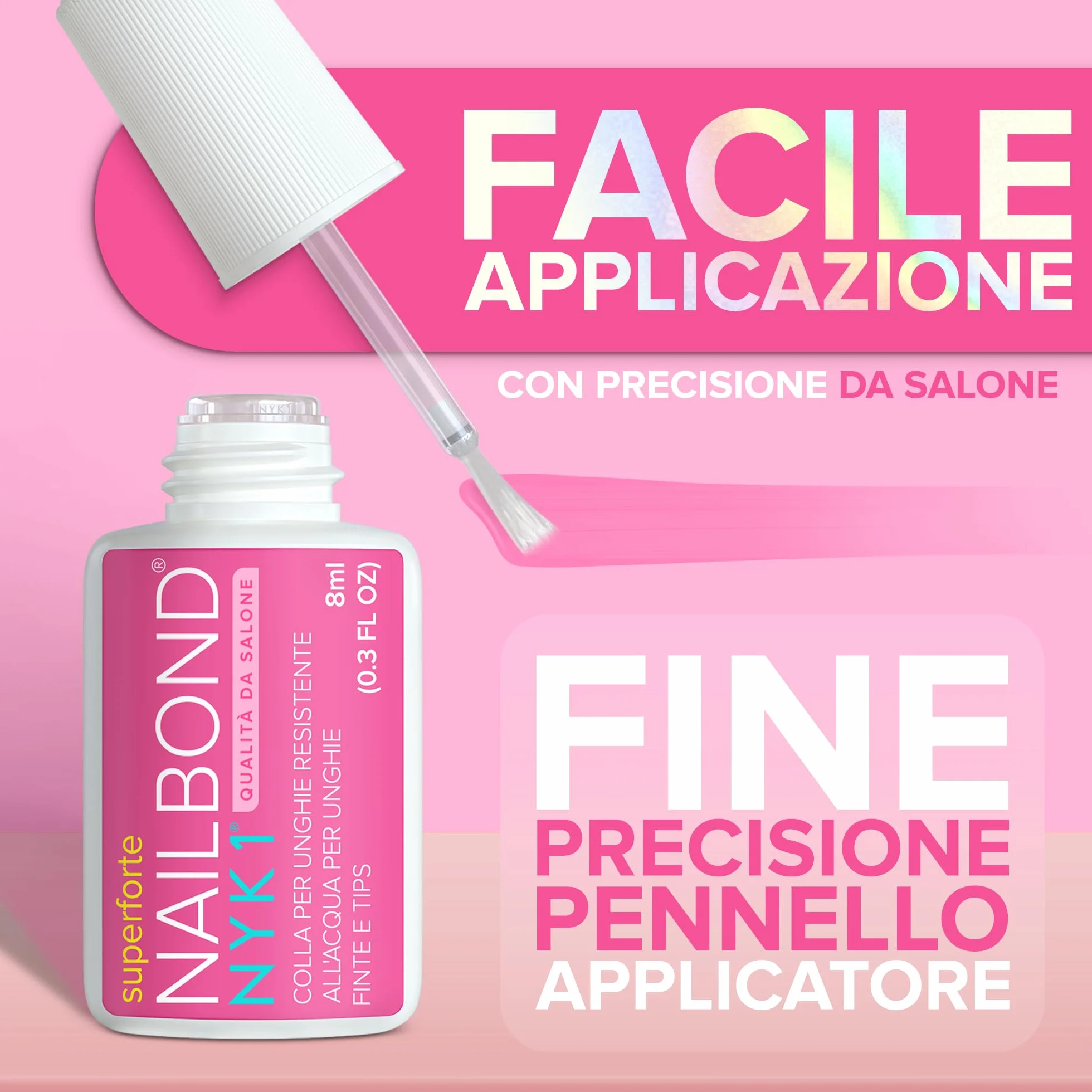 NYK1 NailBond Colla Per Unghie Finte Extra Forte Professionale 8ml
