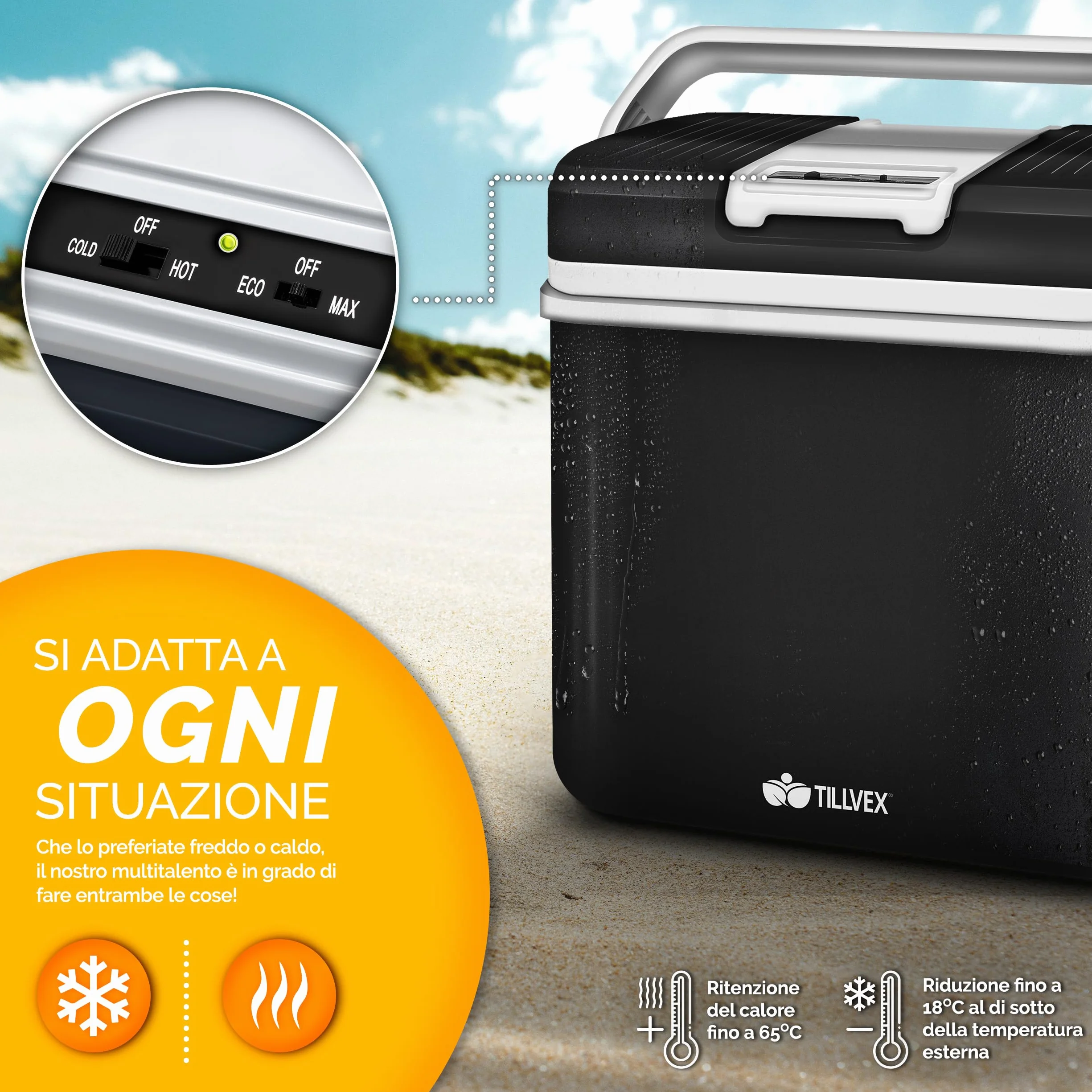 tillvex Frigorifero elettrico Portatile 24L Mini-frigorifero 230V 12V campeggio auto camper ECO
