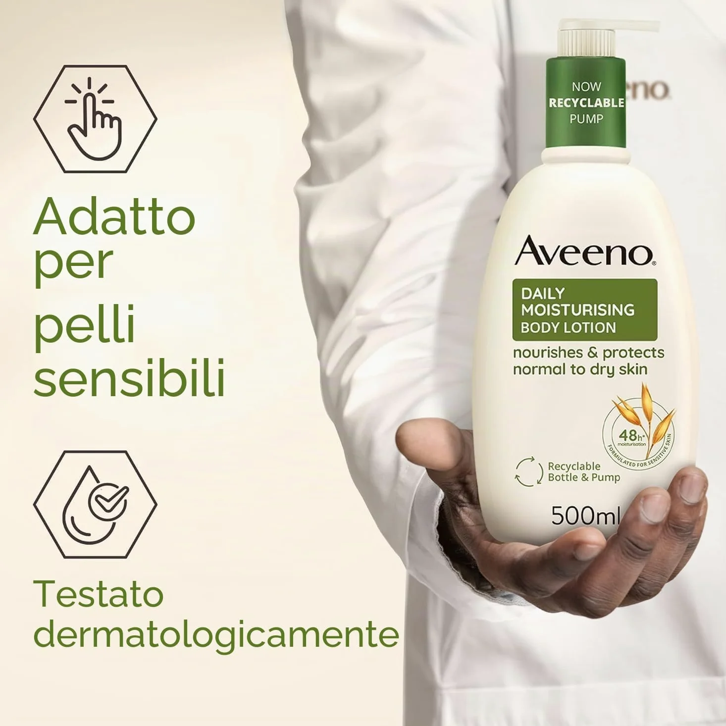 Aveeno Crema idratante per la cura quotidiana, 500 ml, confezione da 2