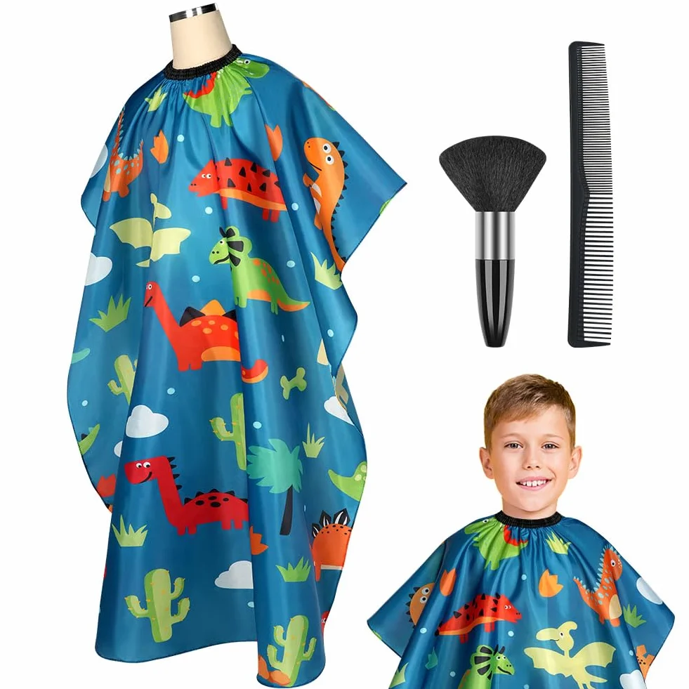 Mantellina per Taglio Capelli, Bambini Taglio di Capelli Mantello con Pettine, Mantellina per Acconciatura Barbiere Collo Spazzola Set per Acconciatura, Salone(Verde)