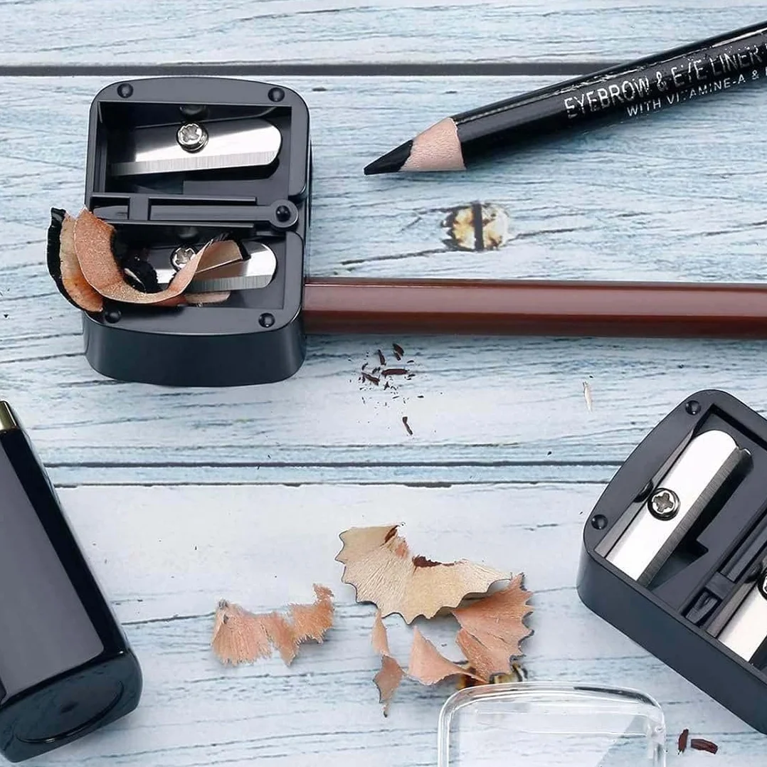 Temperino Universale per Trucco 2 Pezzi, Temperamatite Cosmetico per Matite Sopracciglia Labbra Eyeliner