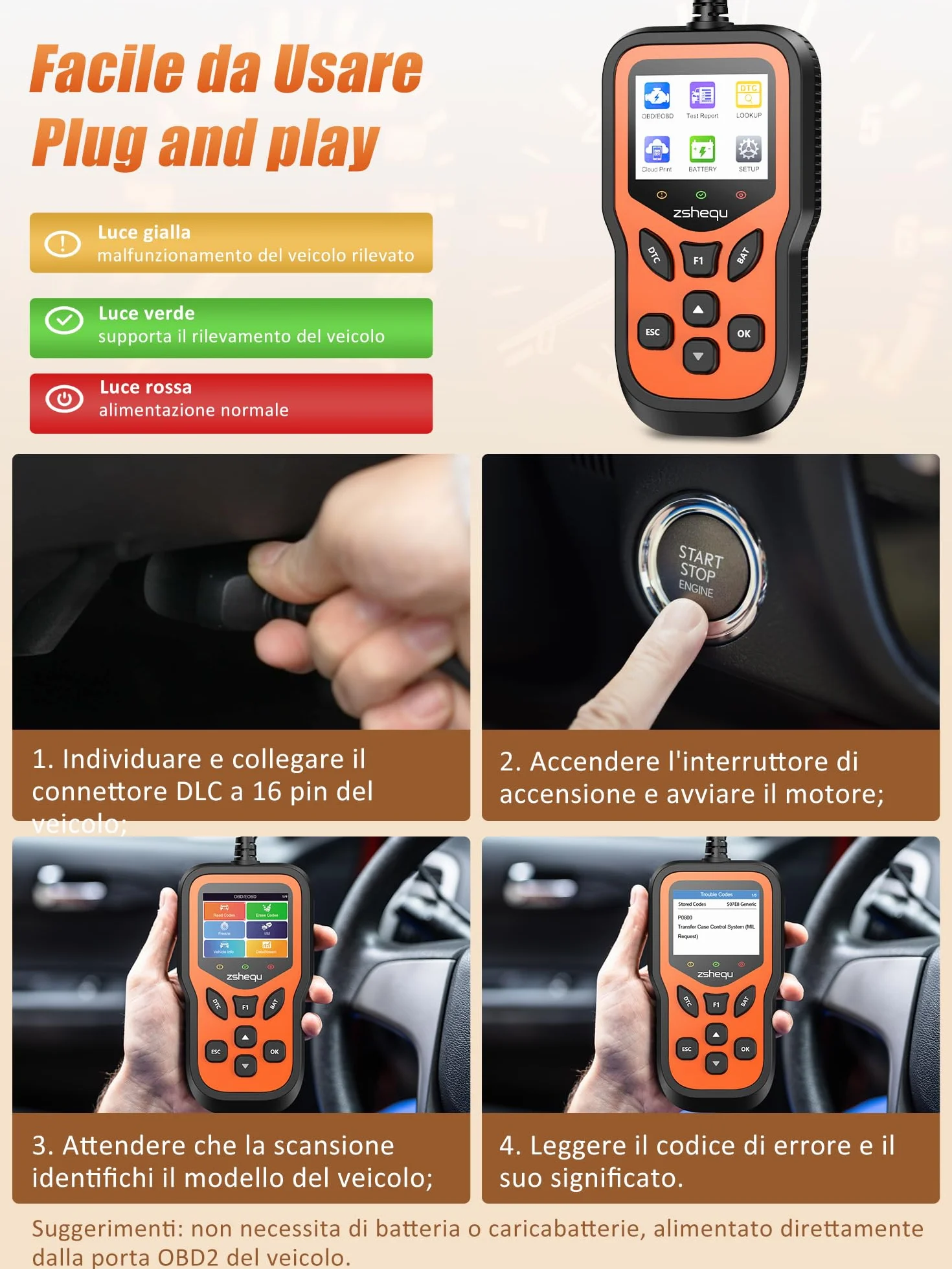 Scanner OBD2 EOBD Diagnostica Motore Multimarca Professionale Lettore Codici Errori per Audi BMW Tutti i Veicoli